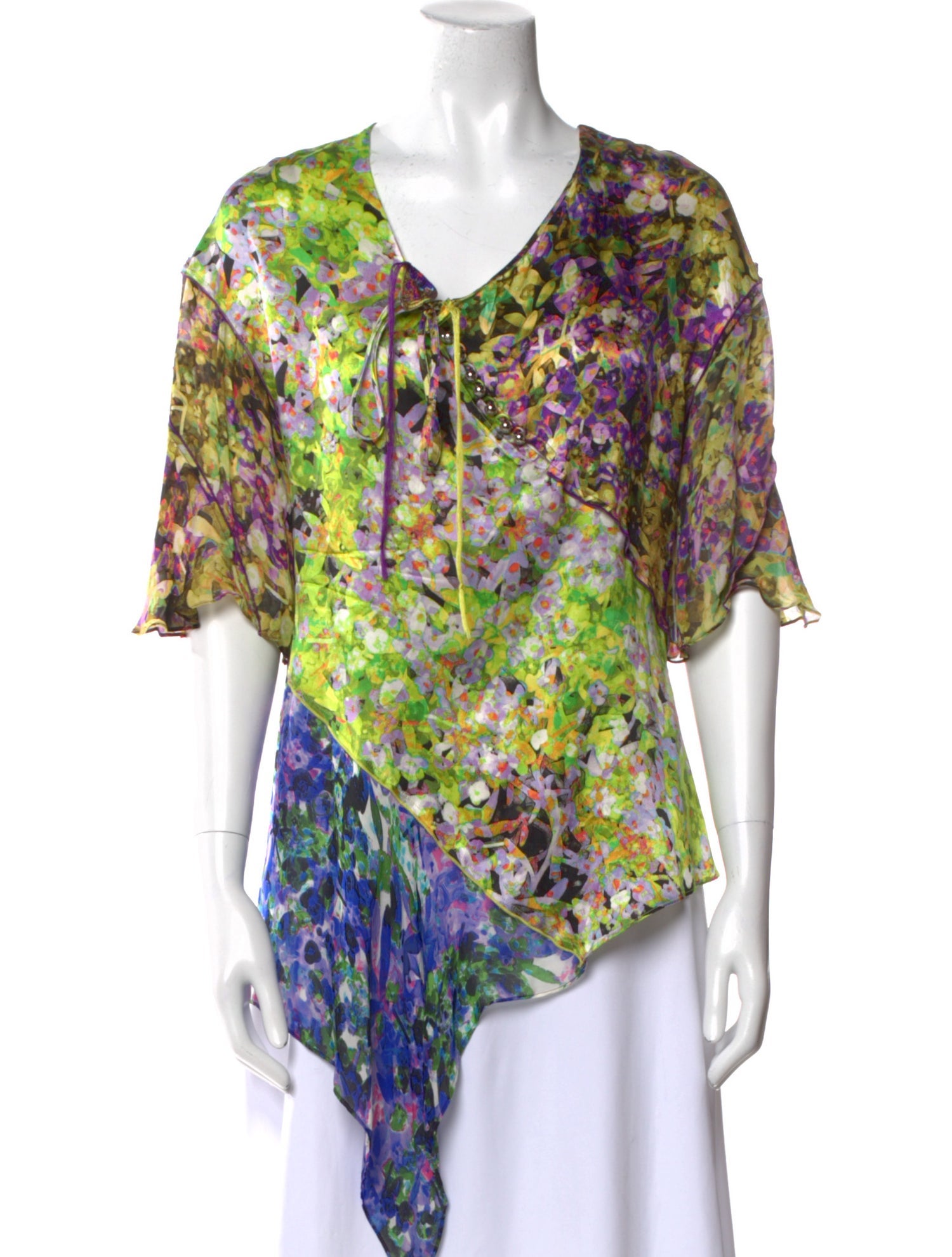 Roberto Cavalli Floral Print Cowl Neck Blouse