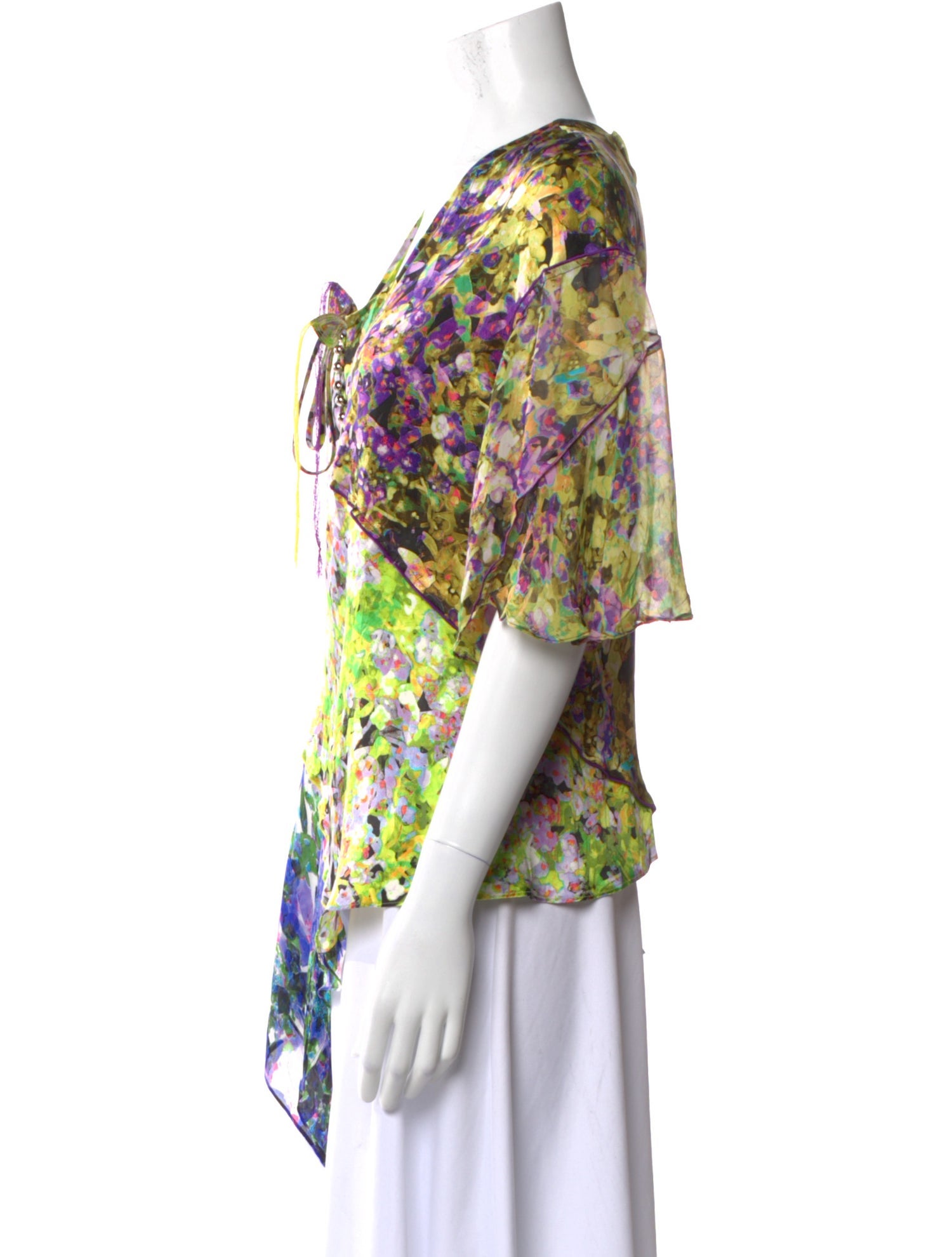 Roberto Cavalli Floral Print Cowl Neck Blouse