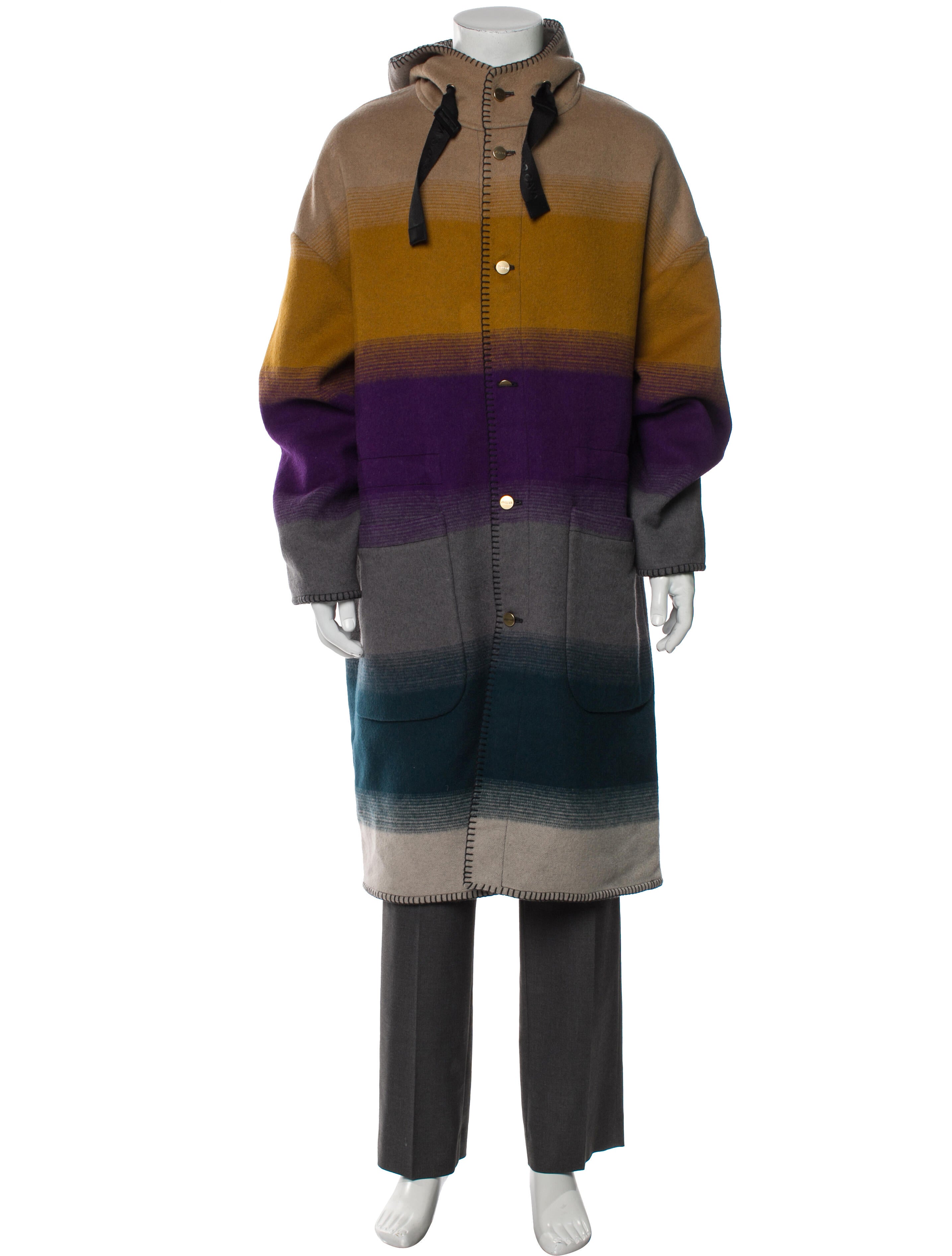 Roberto Cavalli Wool Colorblock Pattern Overcoat