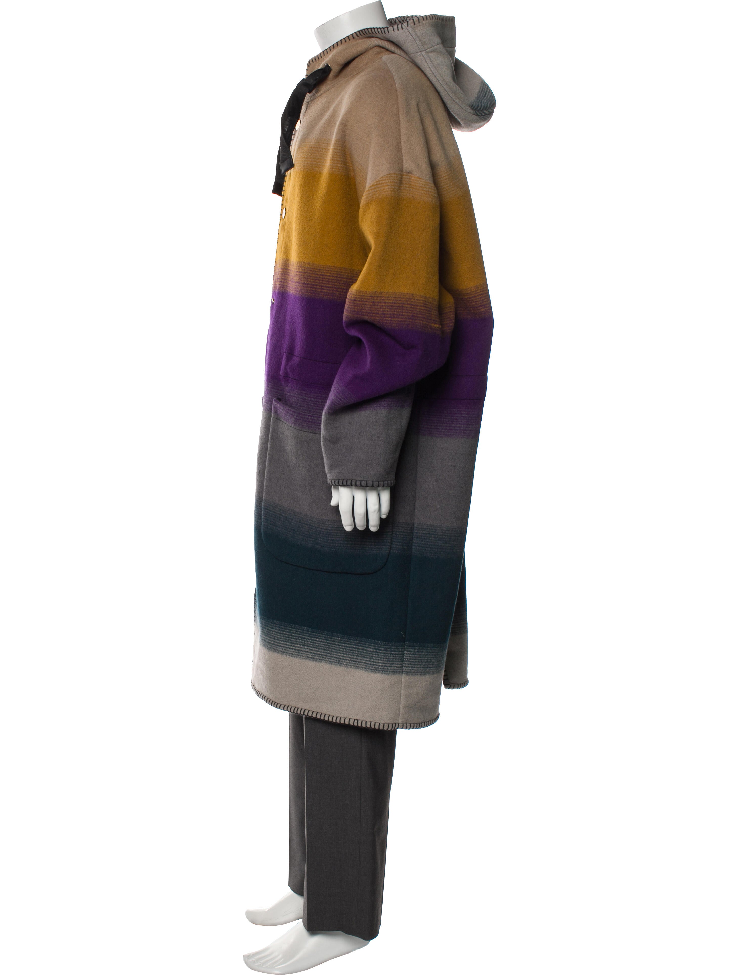 Roberto Cavalli Wool Colorblock Pattern Overcoat