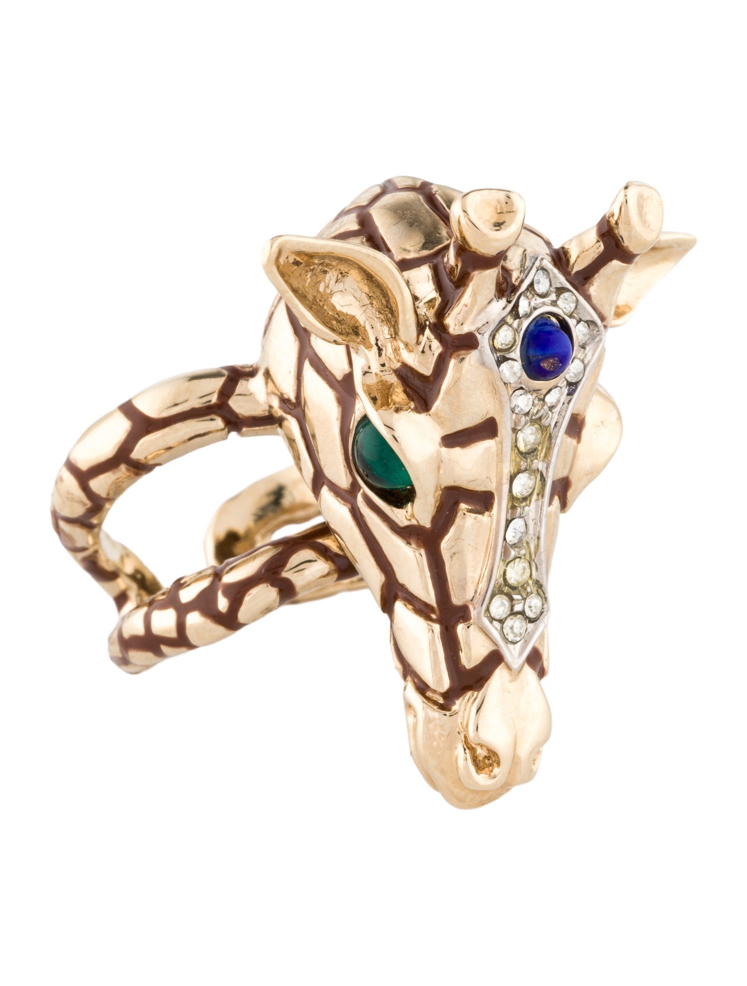 Roberto Cavalli Crystal & Enamel Giraffe Cocktail Ring