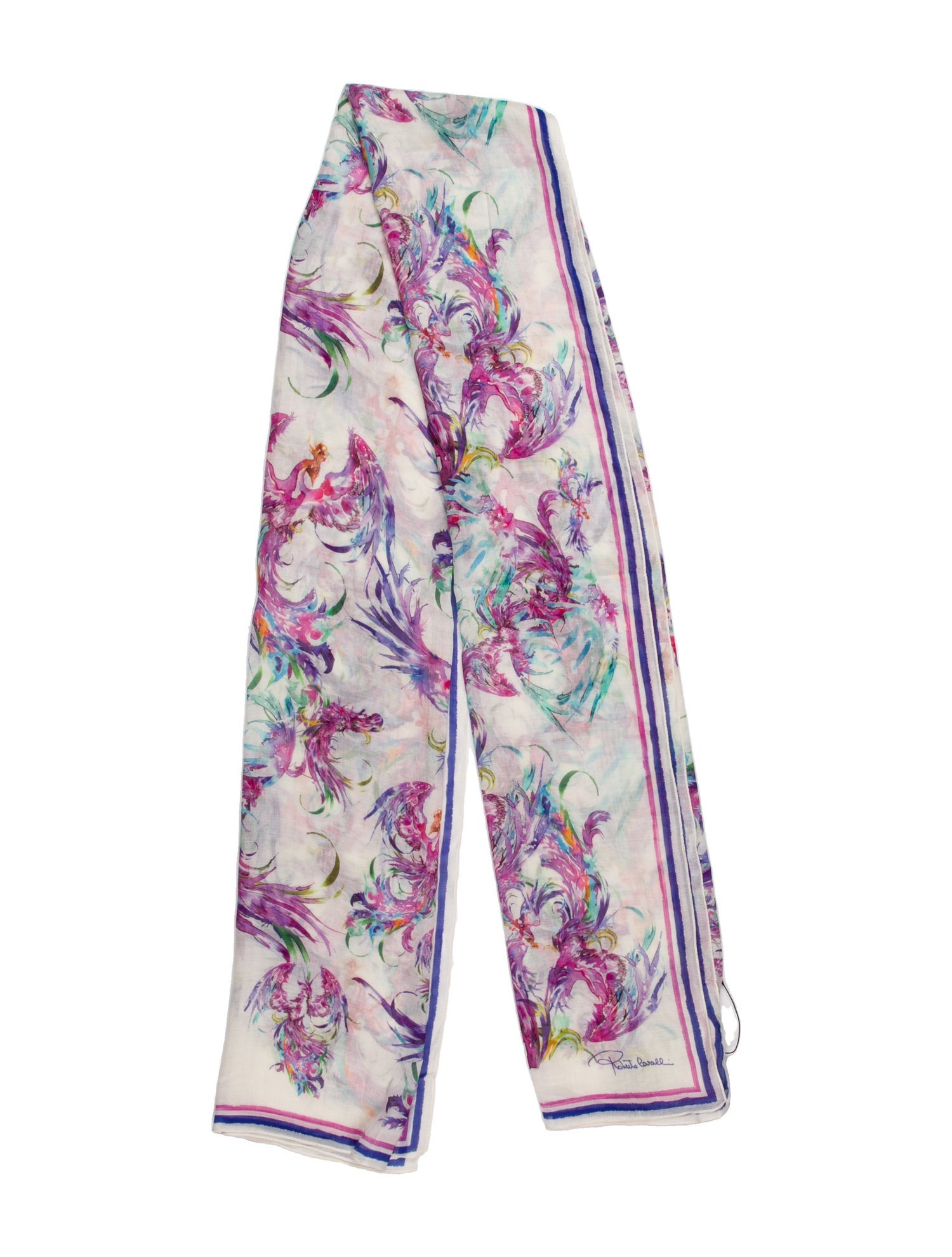 Roberto Cavalli Floral Print Scarf w/ Tags
