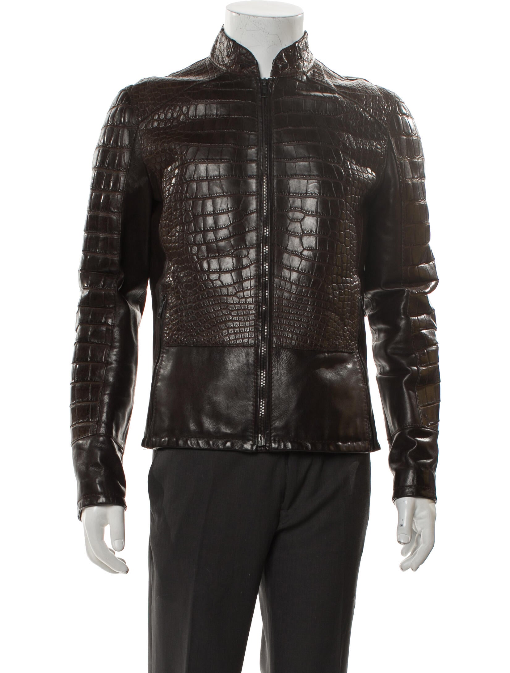 Roberto Cavalli Crocodile Graphic Print Moto Jacket