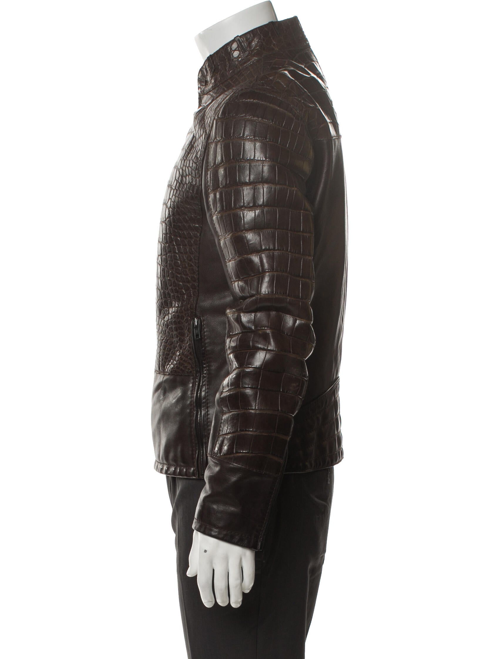 Roberto Cavalli Crocodile Graphic Print Moto Jacket