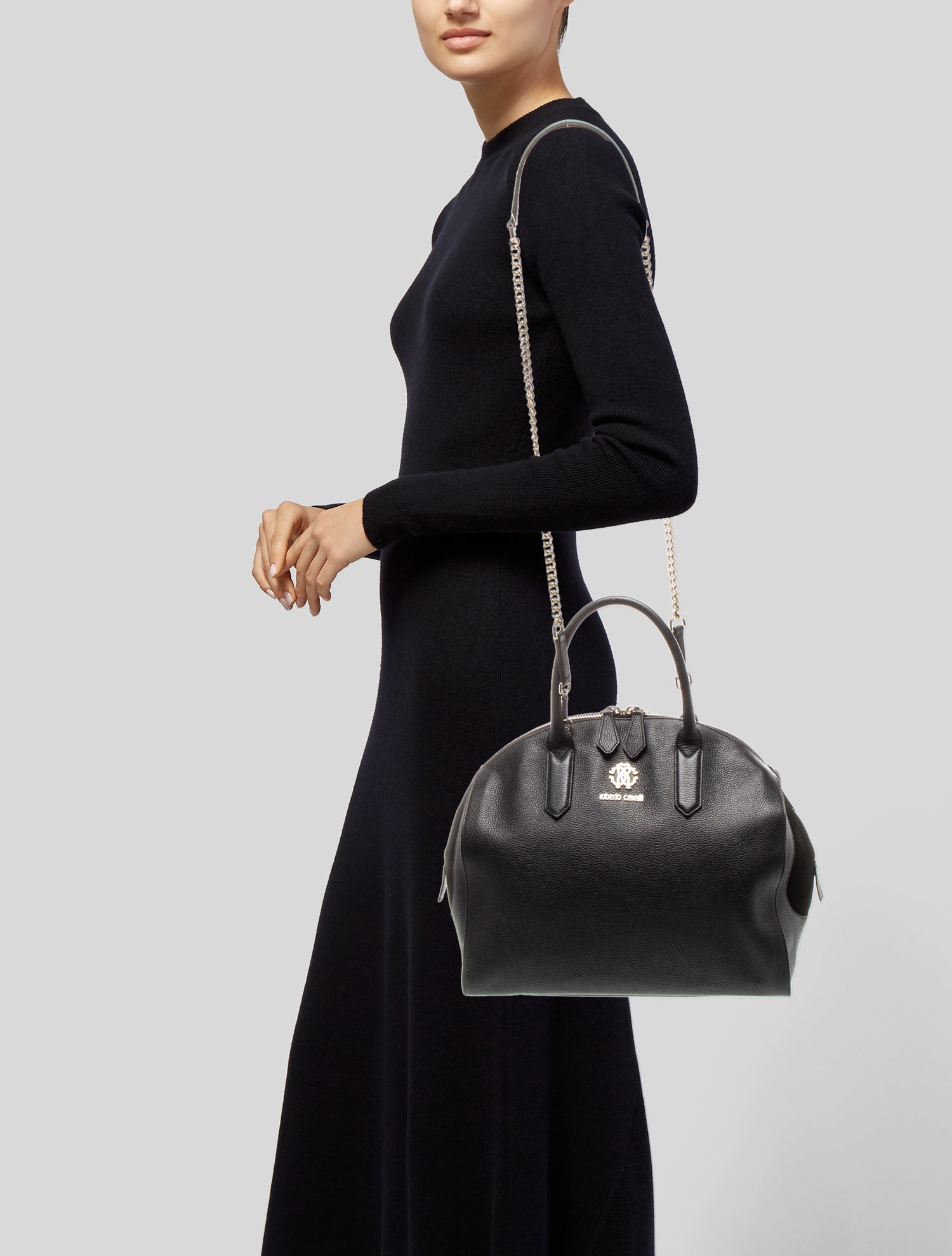 Roberto Cavalli Leather Top Handle Bag