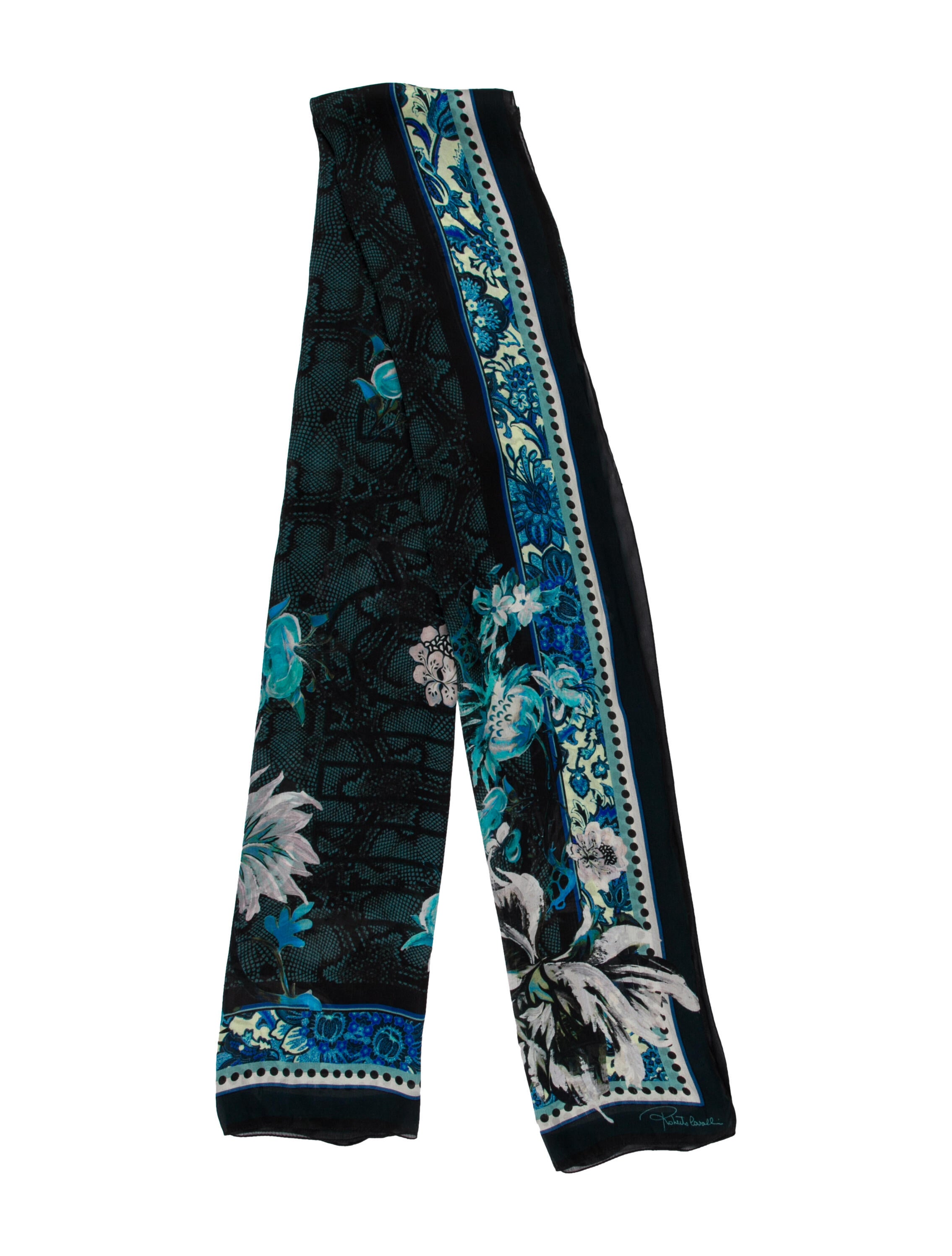 Roberto Cavalli Silk Floral Print Scarf