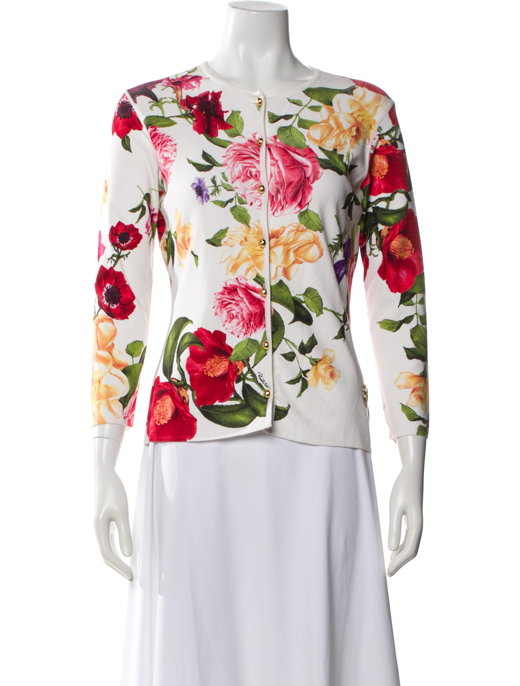Roberto Cavalli Silk Floral Print Sweater