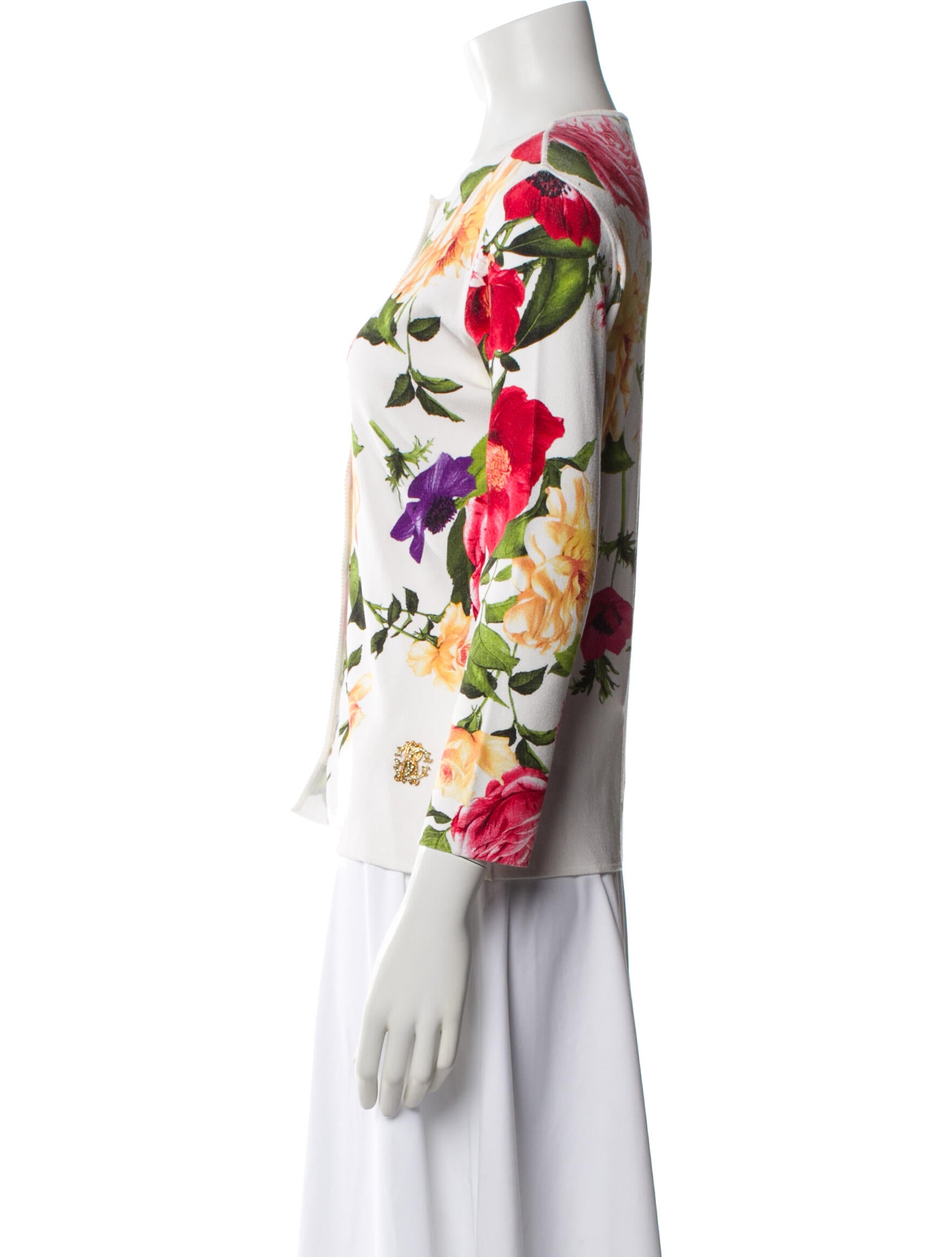Roberto Cavalli Silk Floral Print Sweater
