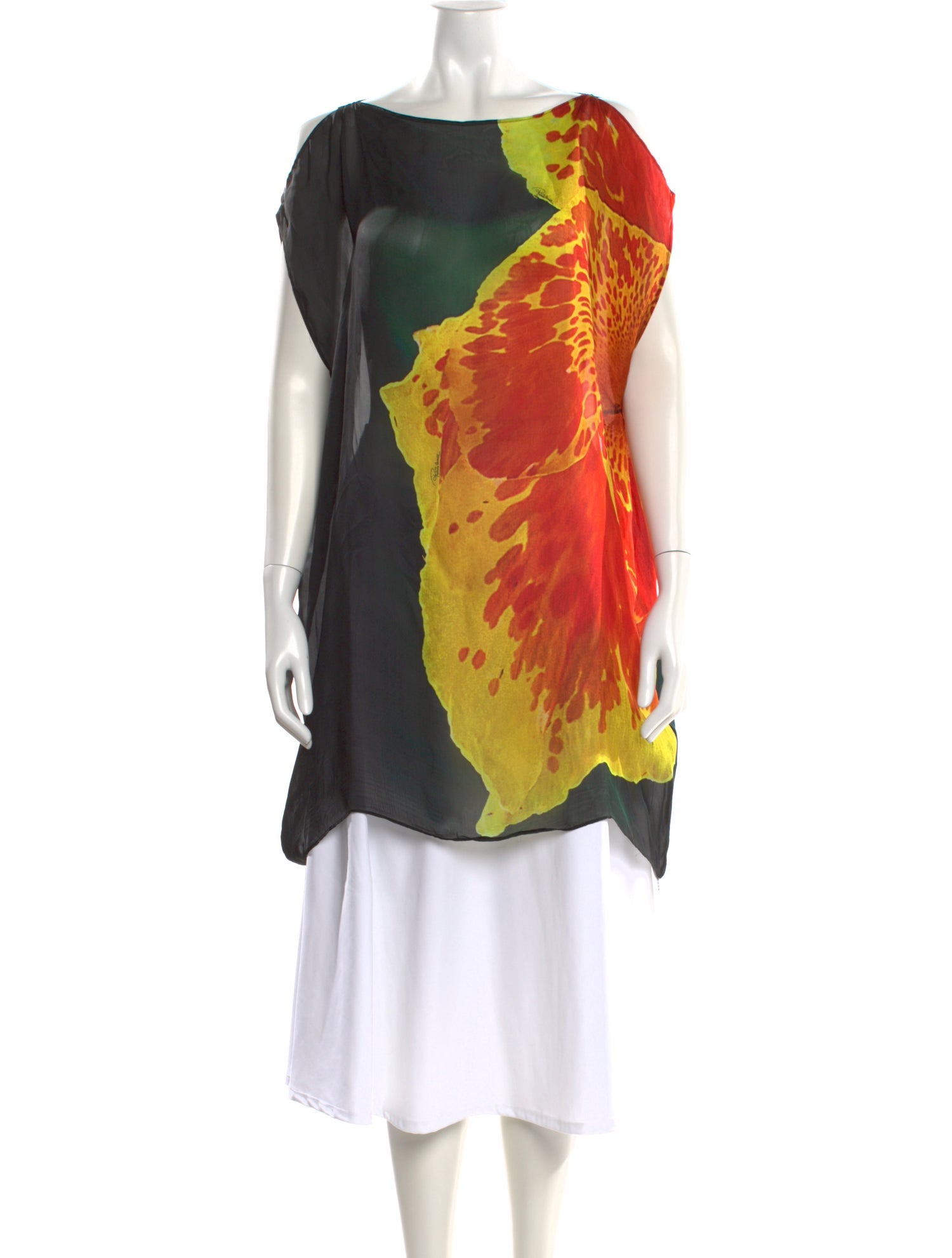 Roberto Cavalli Silk Floral Print Top