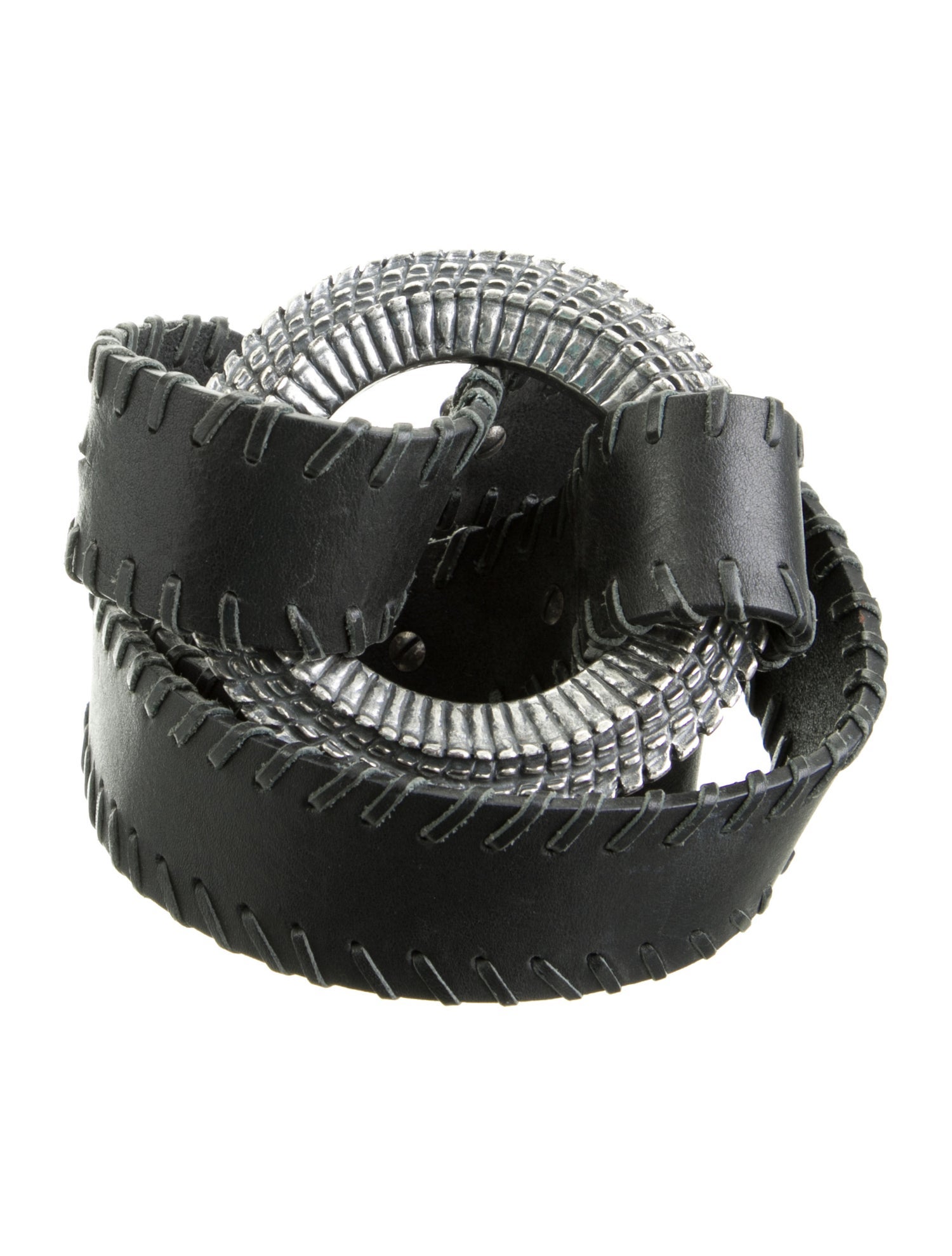 Roberto Cavalli Leather Whipstitch Trim Waist Belt