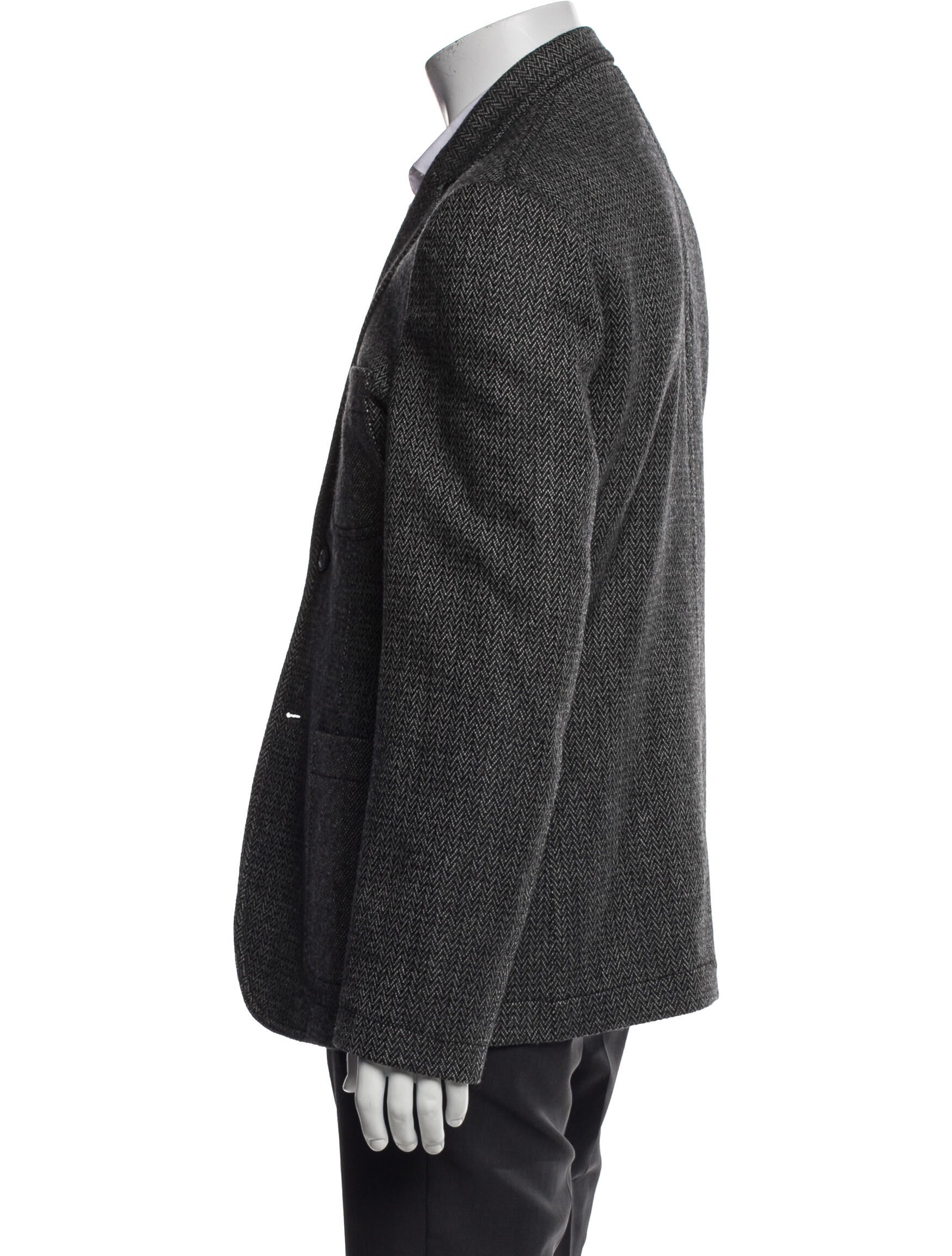 Roberto Cavalli Virgin Wool Tweed Pattern Peacoat