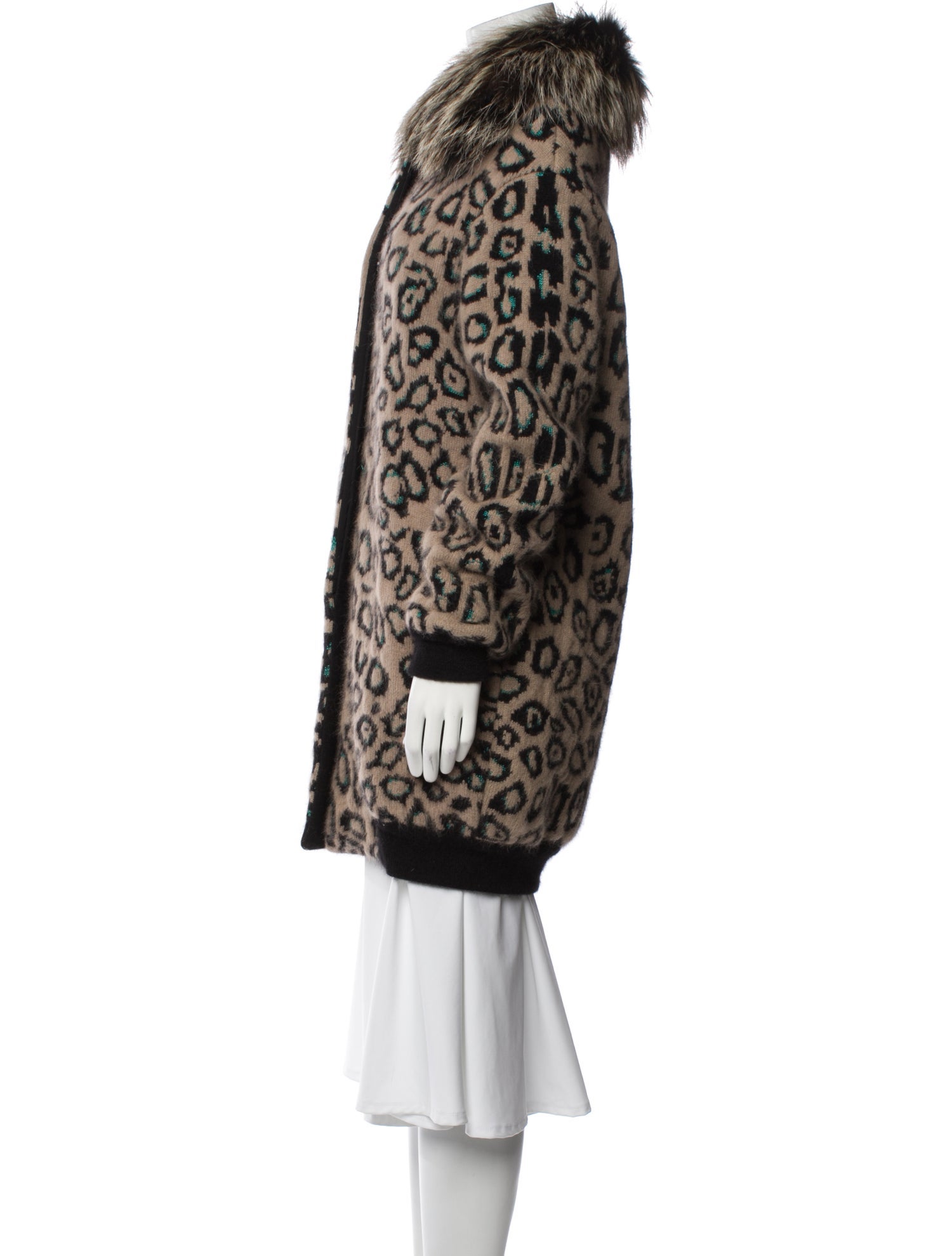 Roberto Cavalli Angora Animal Print Faux Fur Coat
