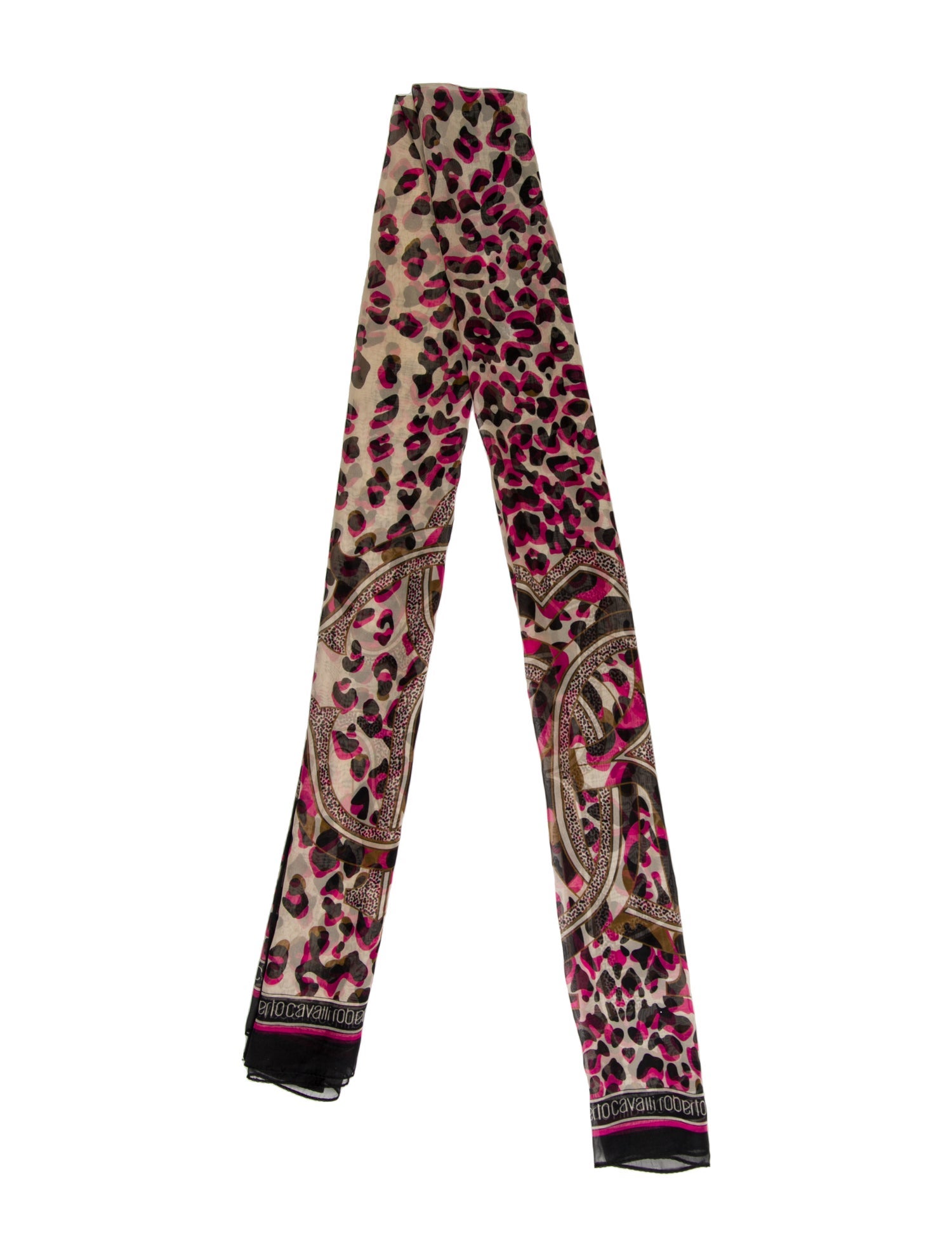 Roberto Cavalli Silk Animal Print Scarf