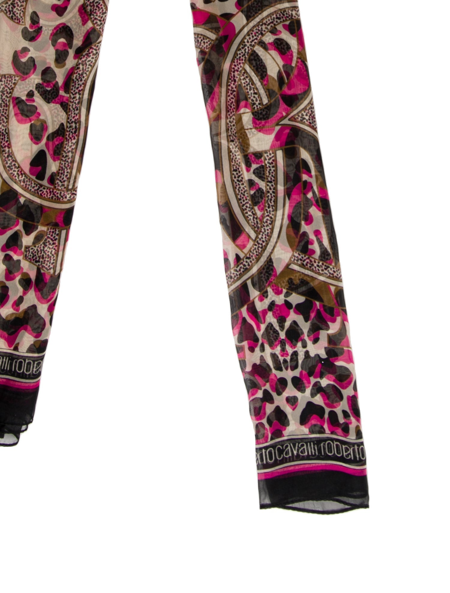 Roberto Cavalli Silk Animal Print Scarf