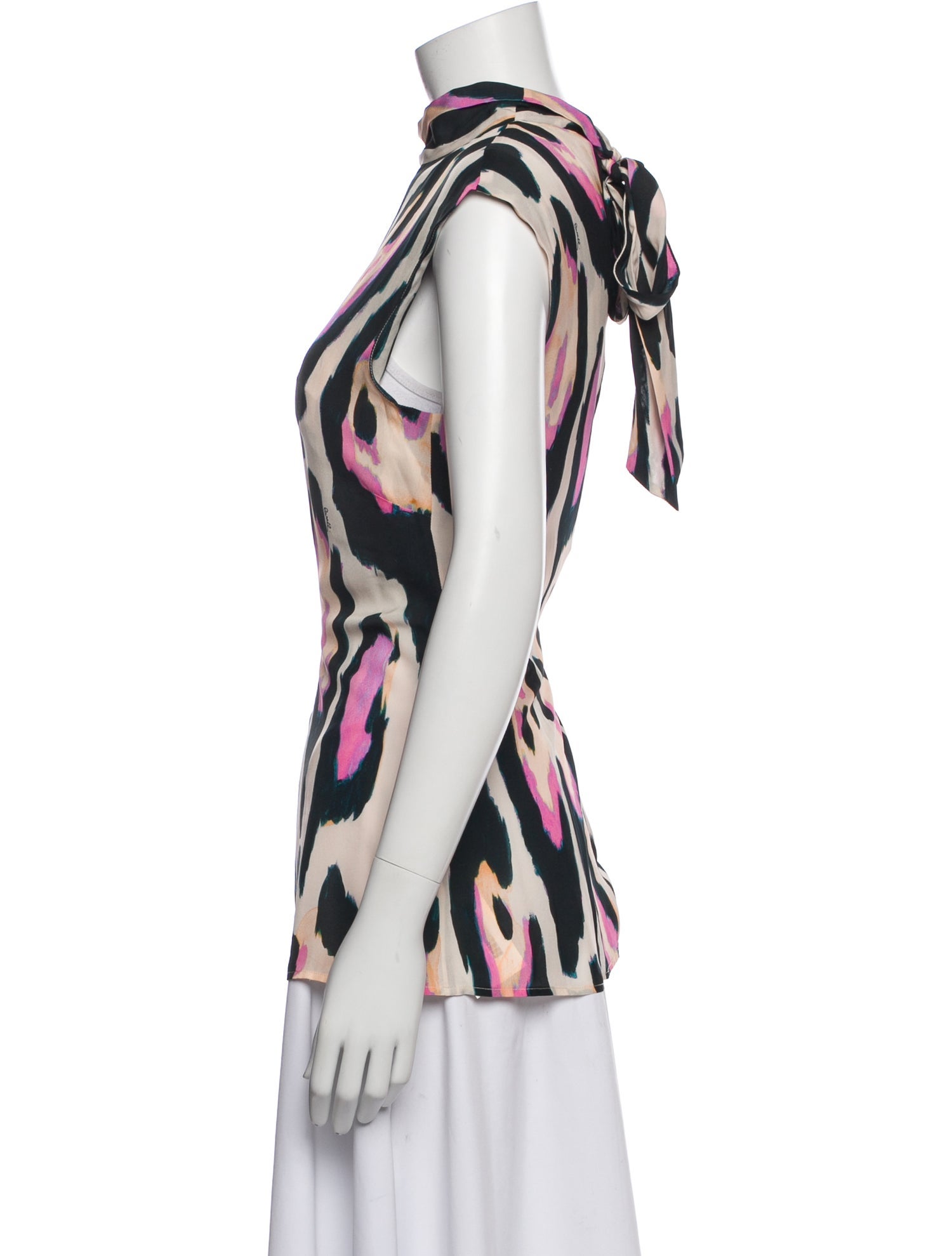 Roberto Cavalli Animal Print Mock Neck Top