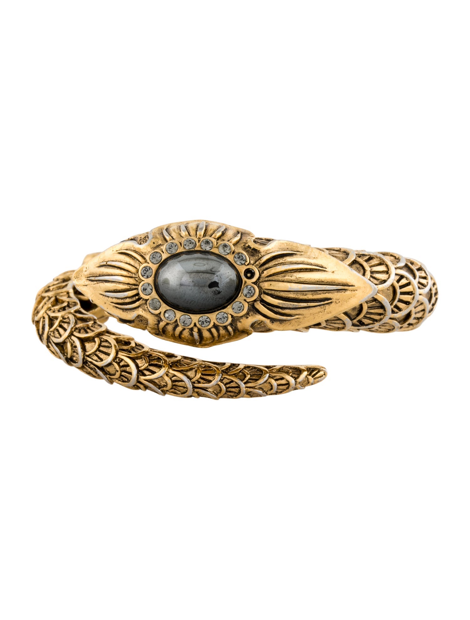 Roberto Cavalli Crystal & Enamel Hinged Cuff Bracelet