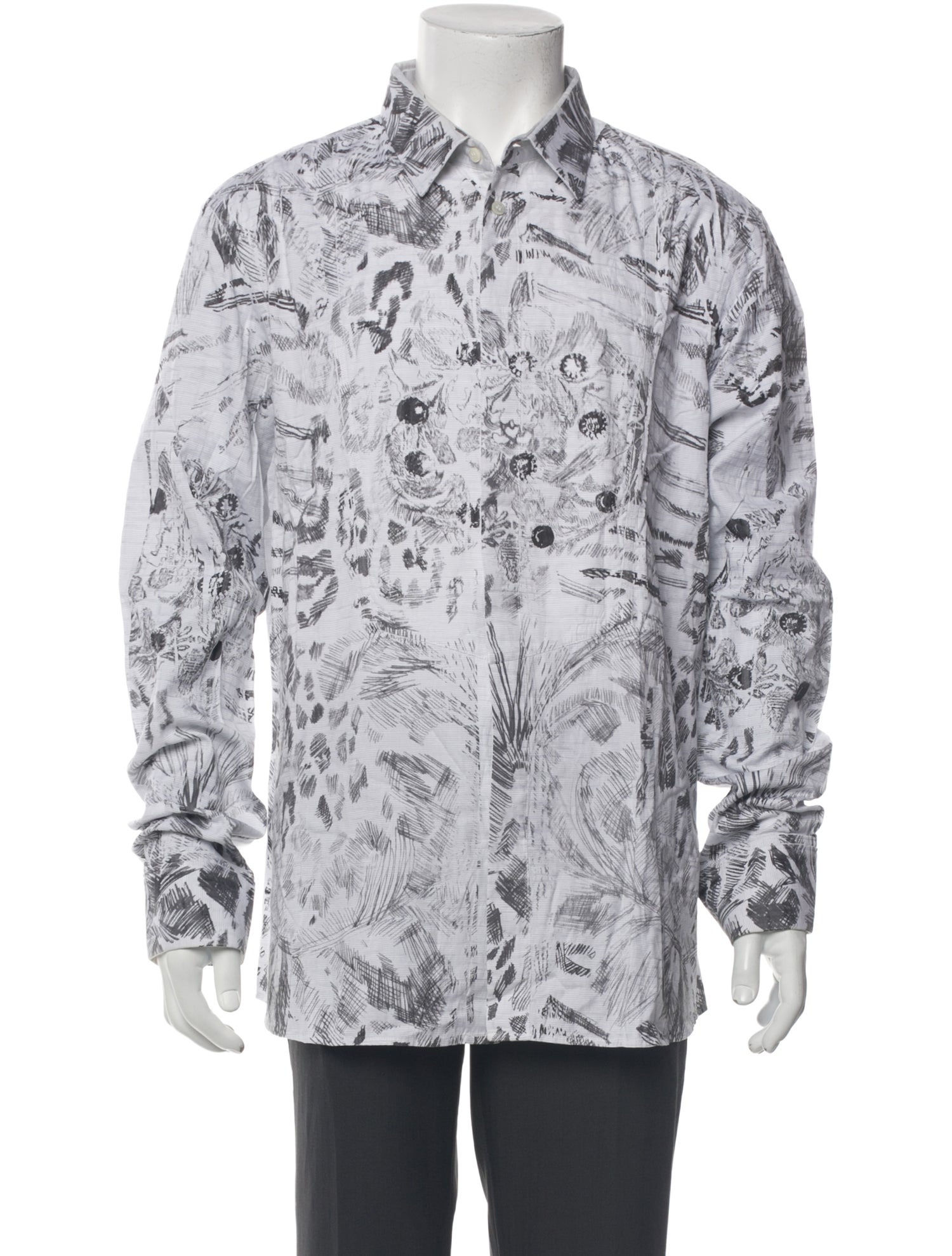 Roberto Cavalli Printed Long Sleeve Dress Shirt