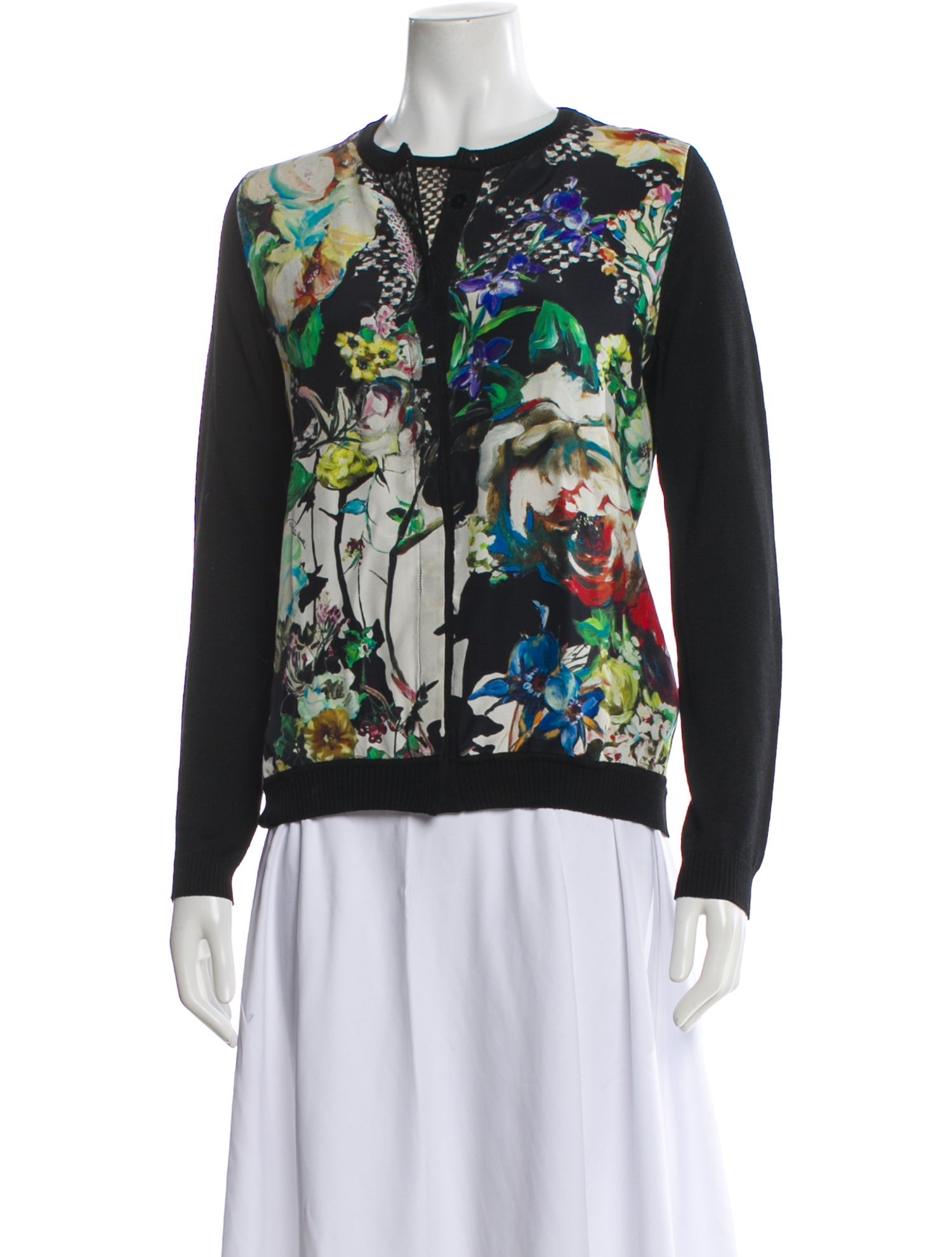 Roberto Cavalli Silk Floral Print Sweater