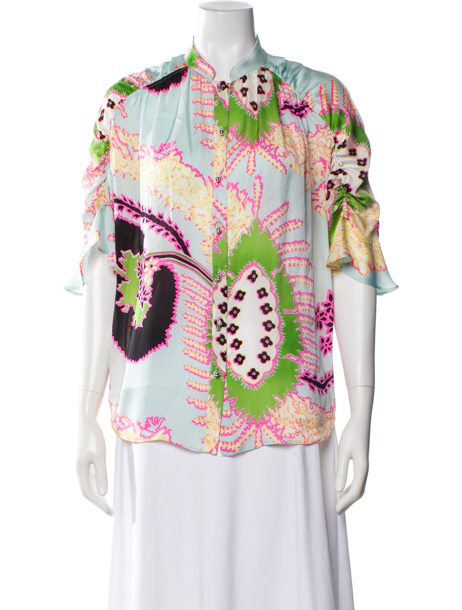 Roberto Cavalli Silk Floral Print Blouse