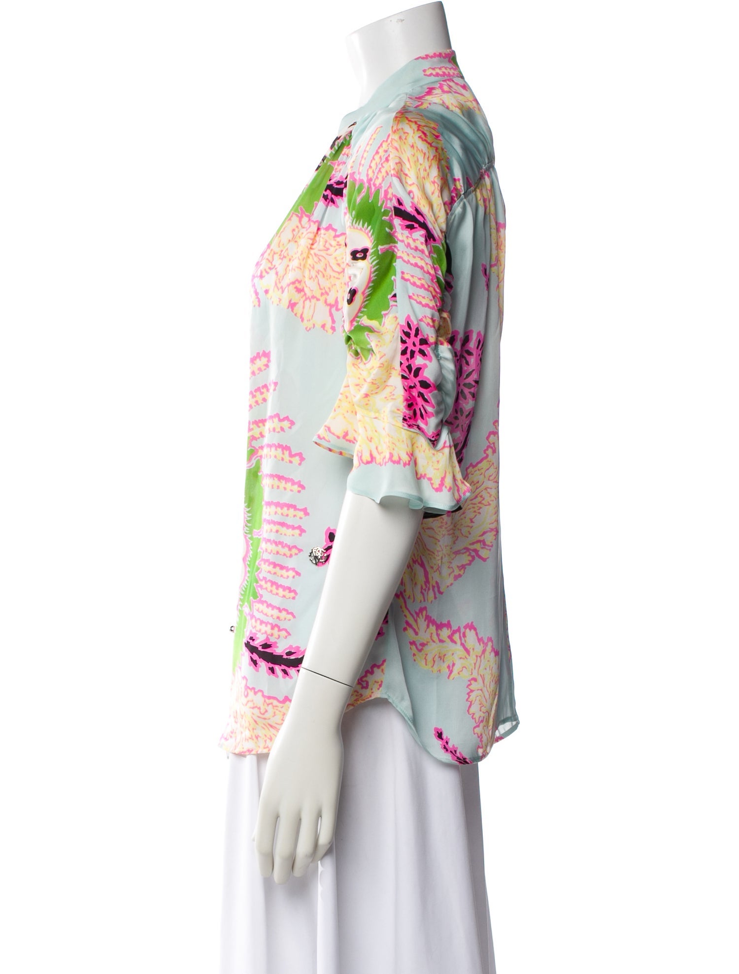 Roberto Cavalli Silk Floral Print Blouse