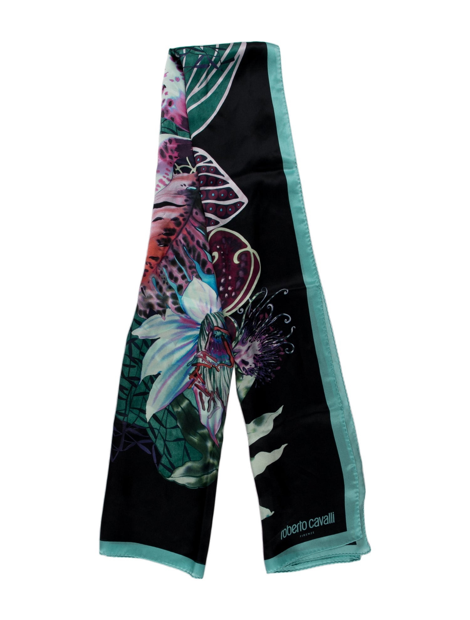 Roberto Cavalli Silk Floral Print Scarf