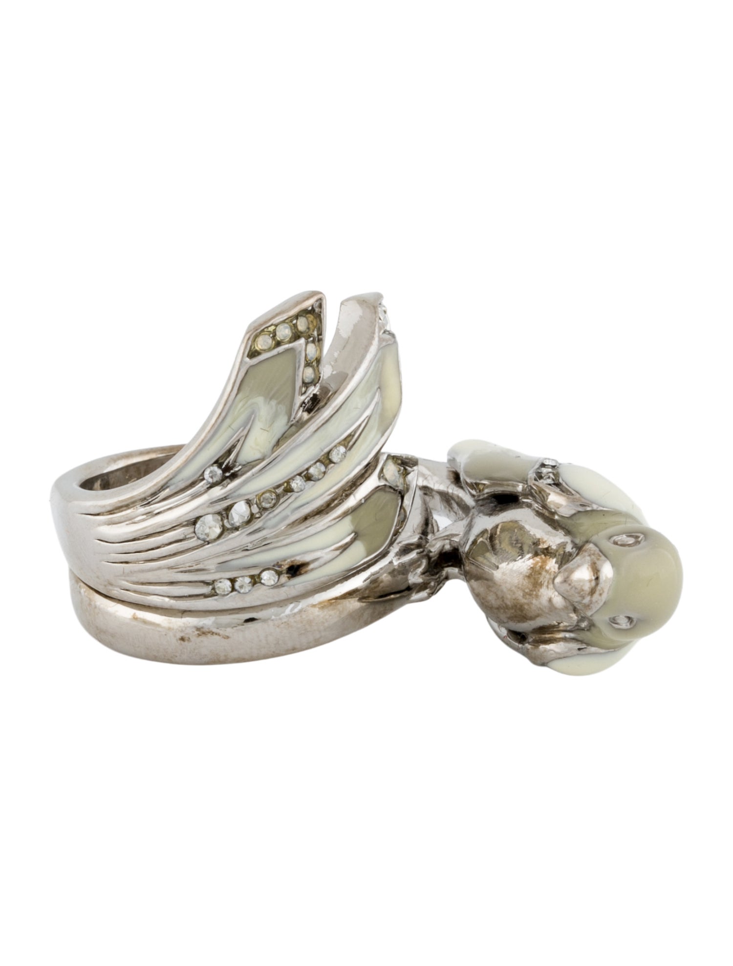 Roberto Cavalli Crystal & Enamel Bird Cocktail Ring