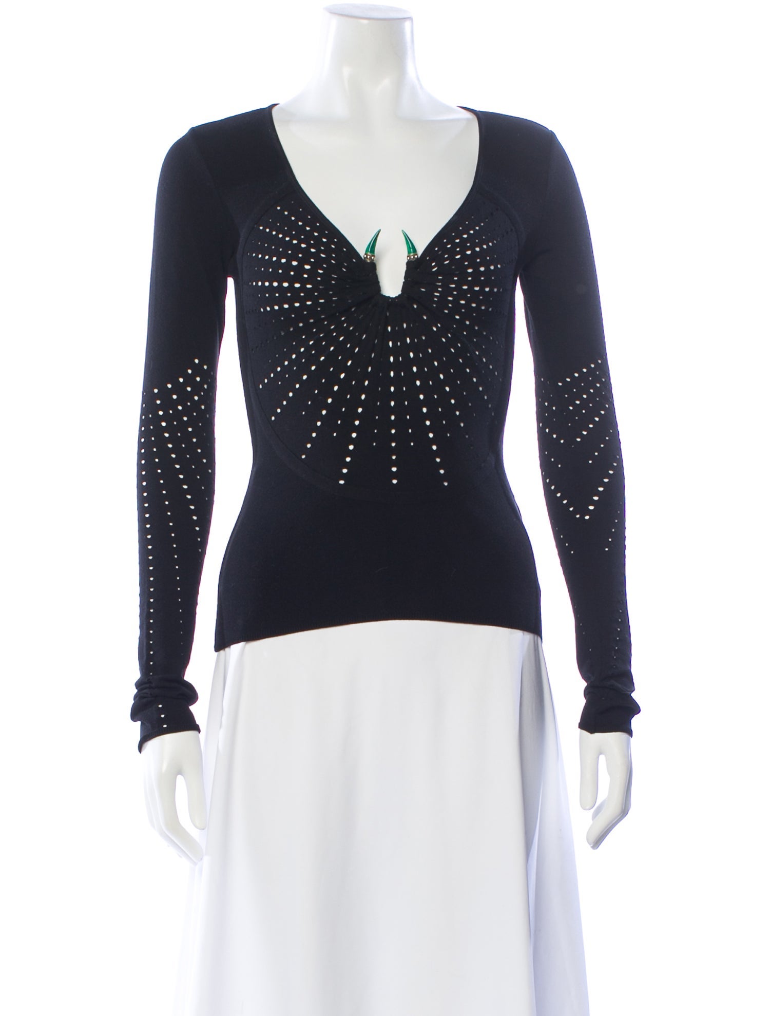 Roberto Cavalli V-Neck Long Sleeve Top w/ Tags