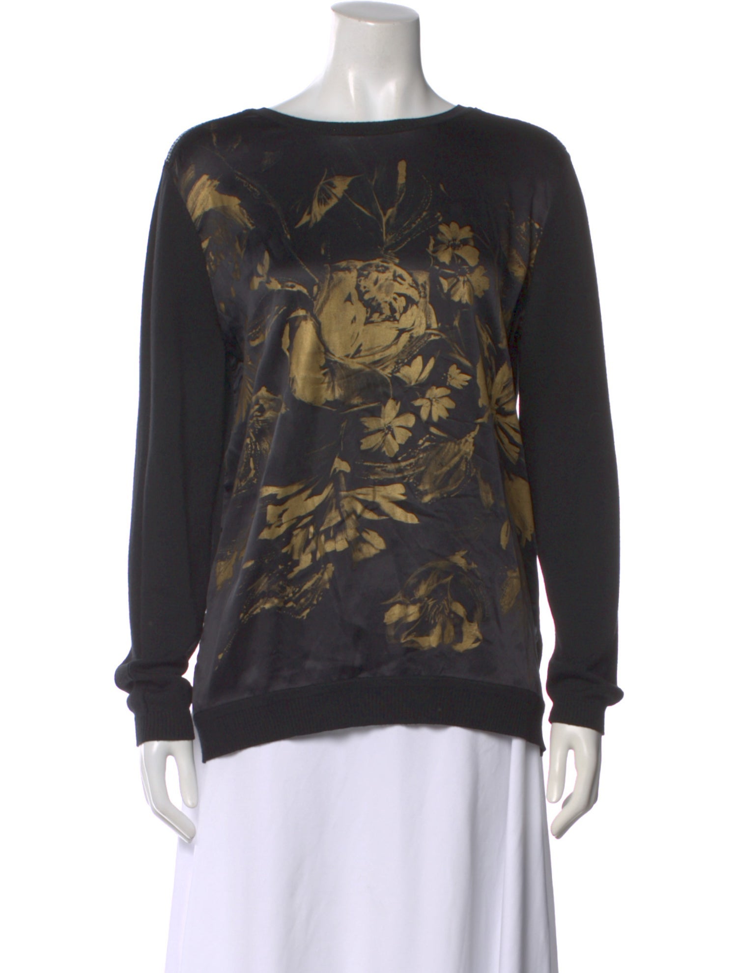 Roberto Cavalli Silk Floral Print Sweatshirt