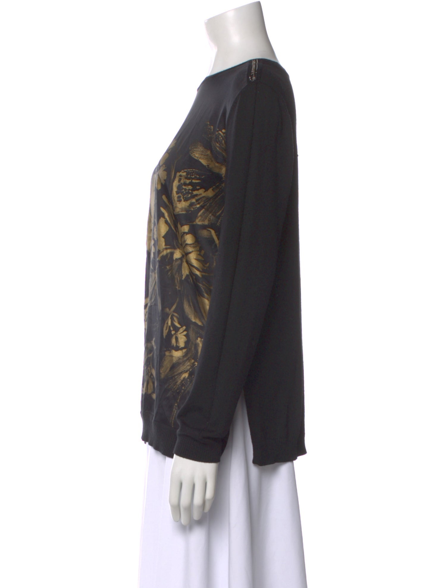 Roberto Cavalli Silk Floral Print Sweatshirt