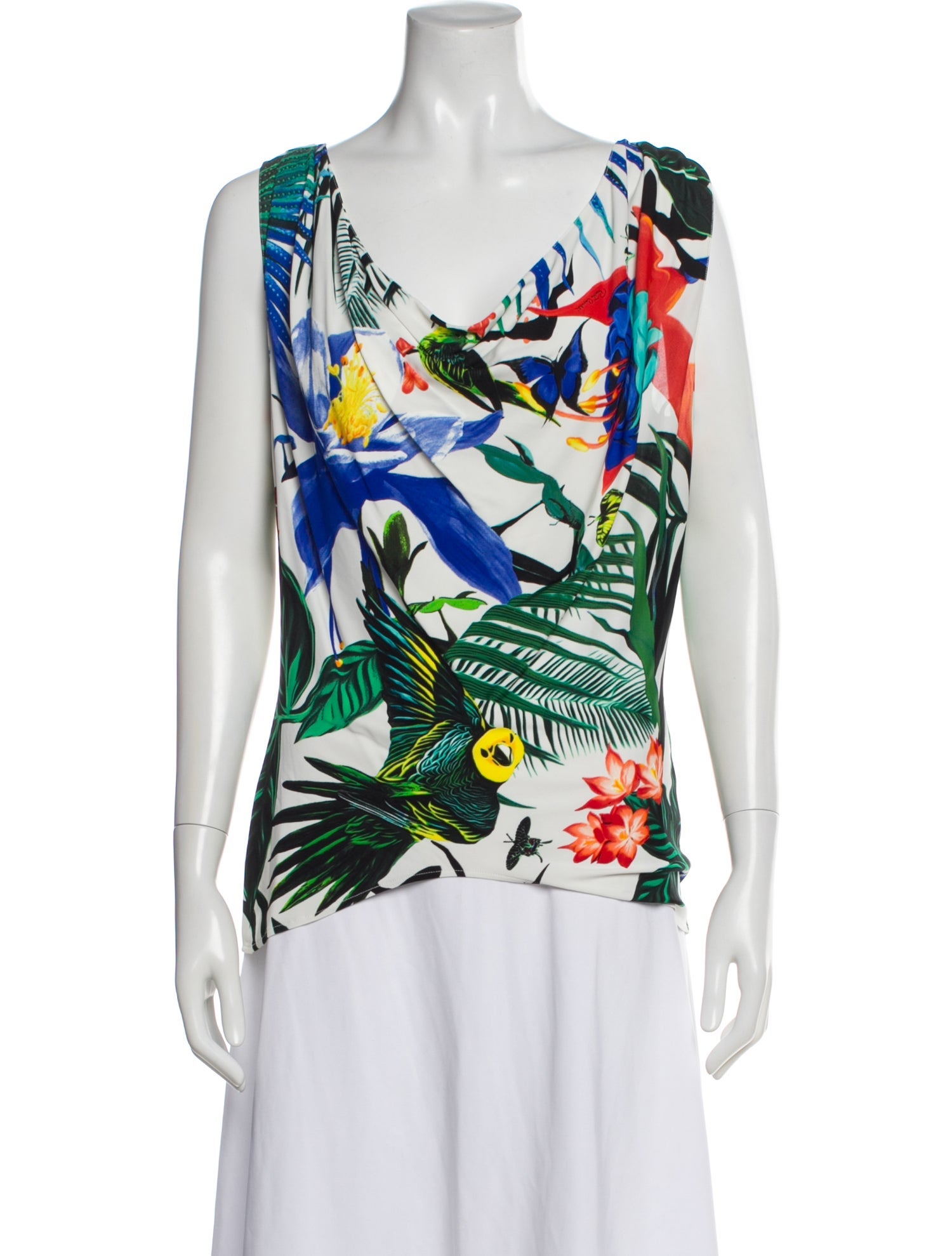 Roberto Cavalli Floral Print Cowl Neck Top