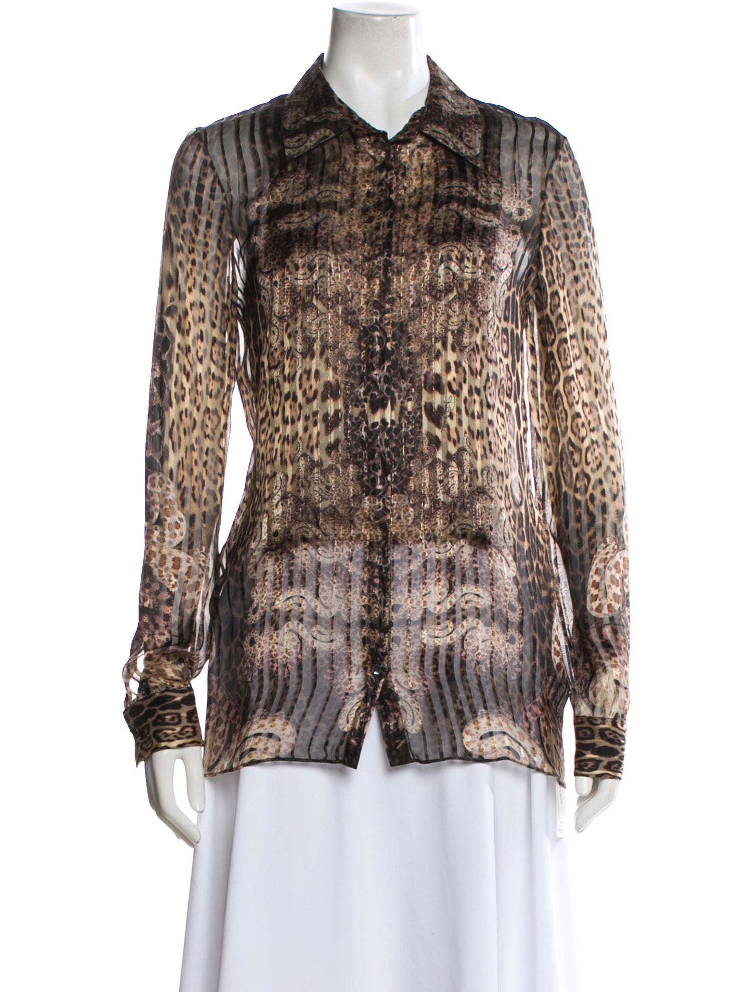 Roberto Cavalli Silk Animal Print Blouse