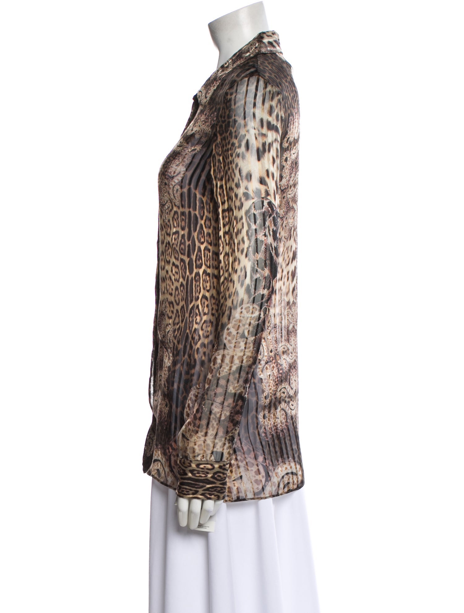 Roberto Cavalli Silk Animal Print Blouse