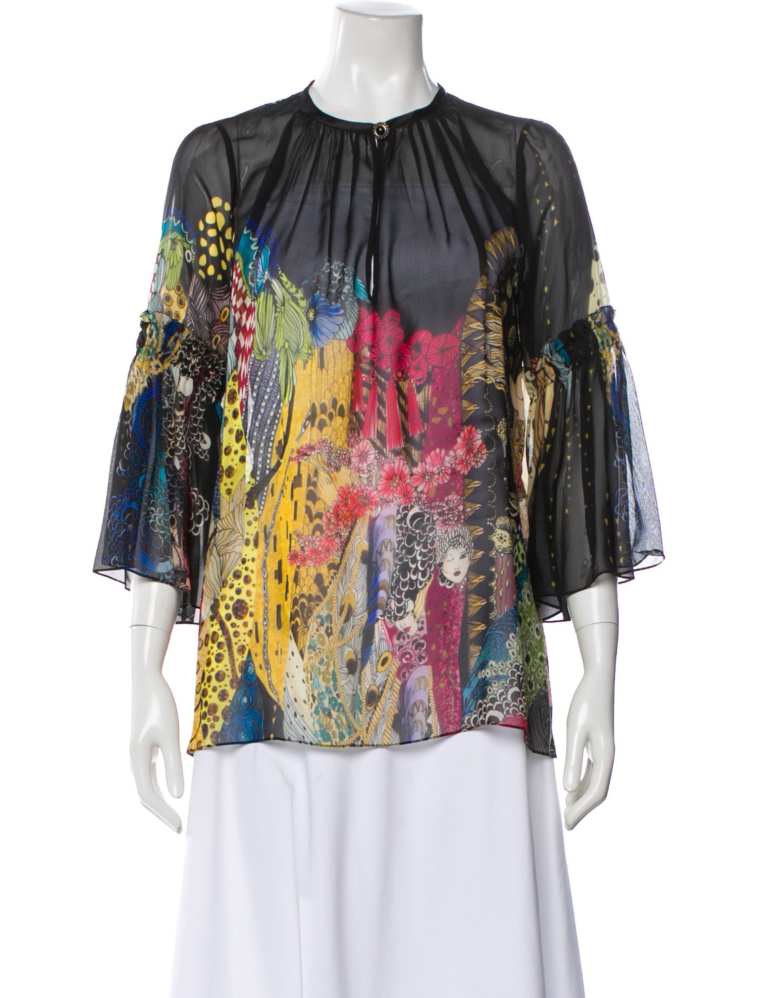 Roberto Cavalli Printed Three-Quarter Sleeve Blouse