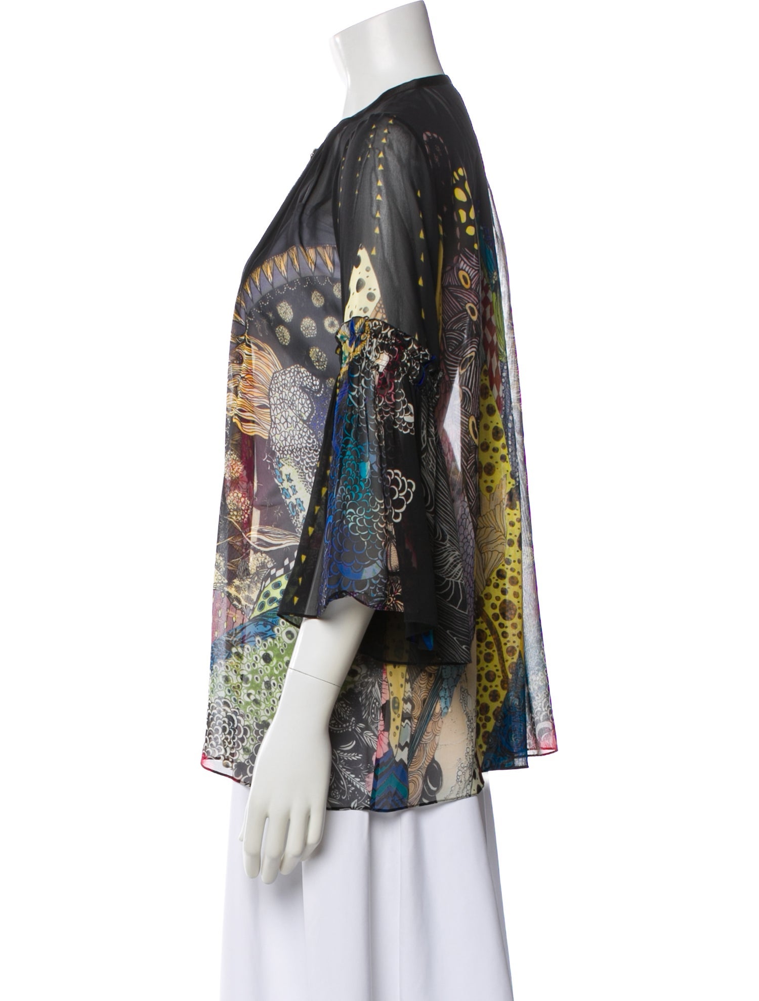 Roberto Cavalli Printed Three-Quarter Sleeve Blouse