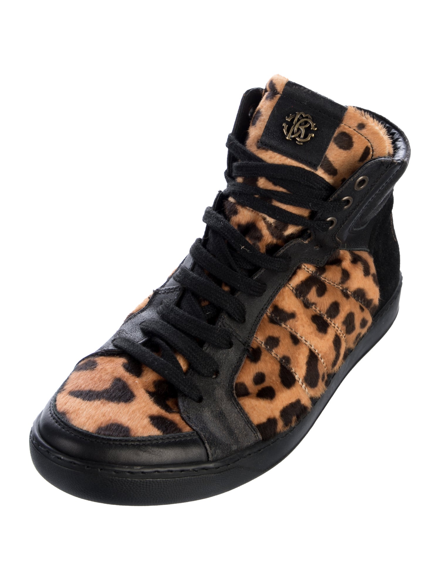Roberto Cavalli Ponyhair Animal Print Sneakers