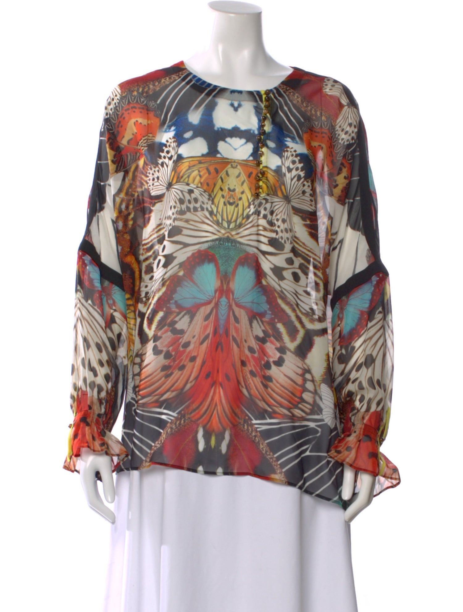 Roberto Cavalli Printed Crew Neck Blouse