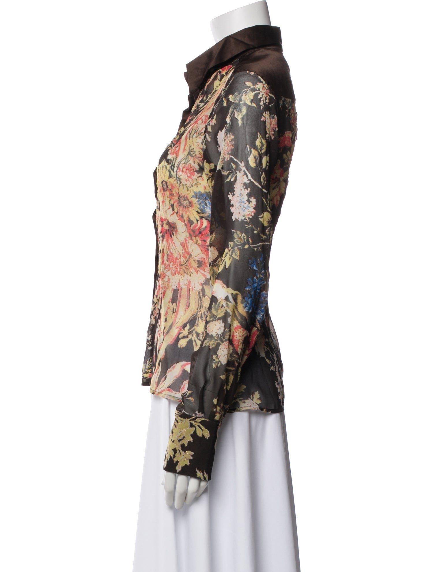 Roberto Cavalli Floral Print Long Sleeve Blouse w/ Tags