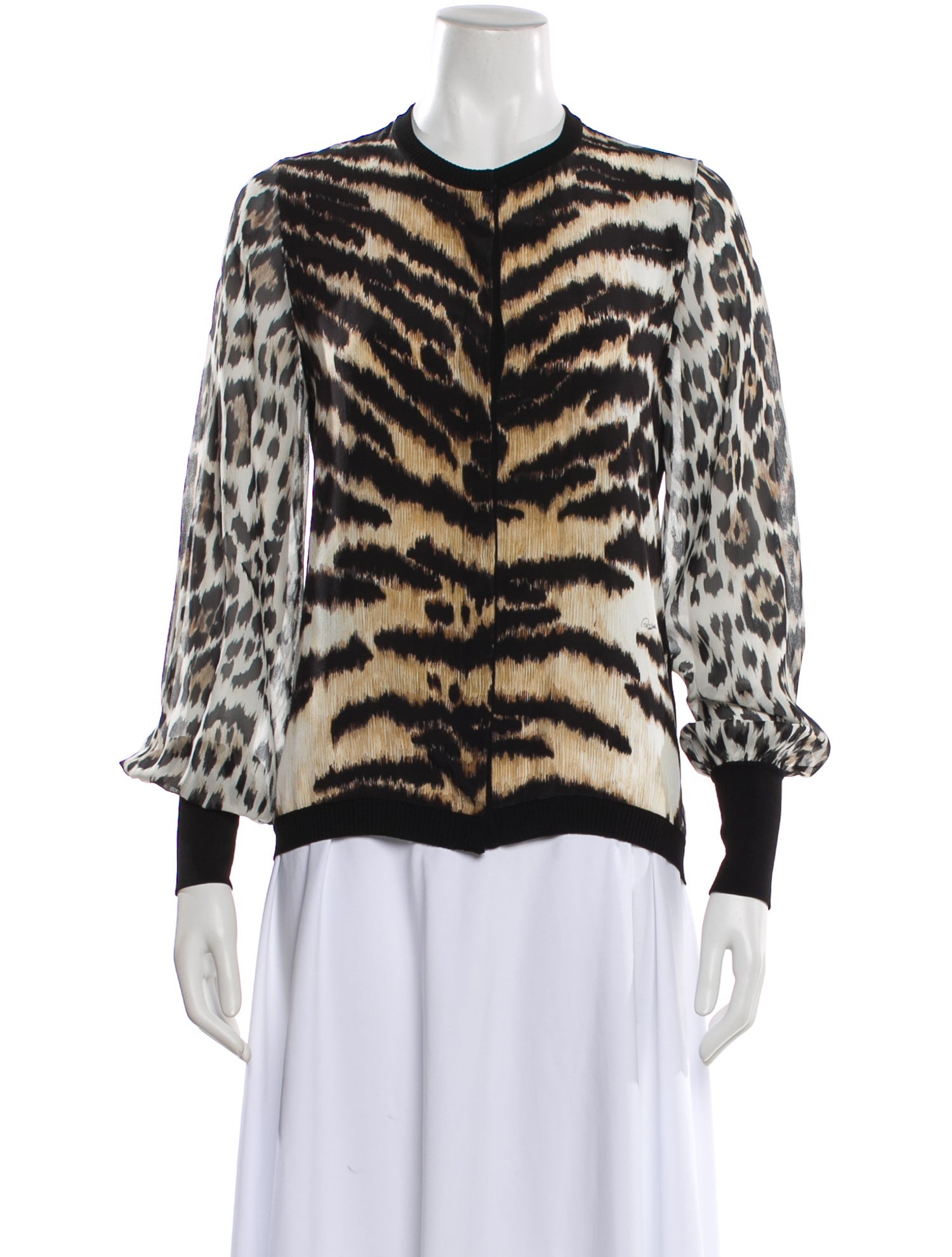 Roberto Cavalli Animal Print Crew Neck Sweater