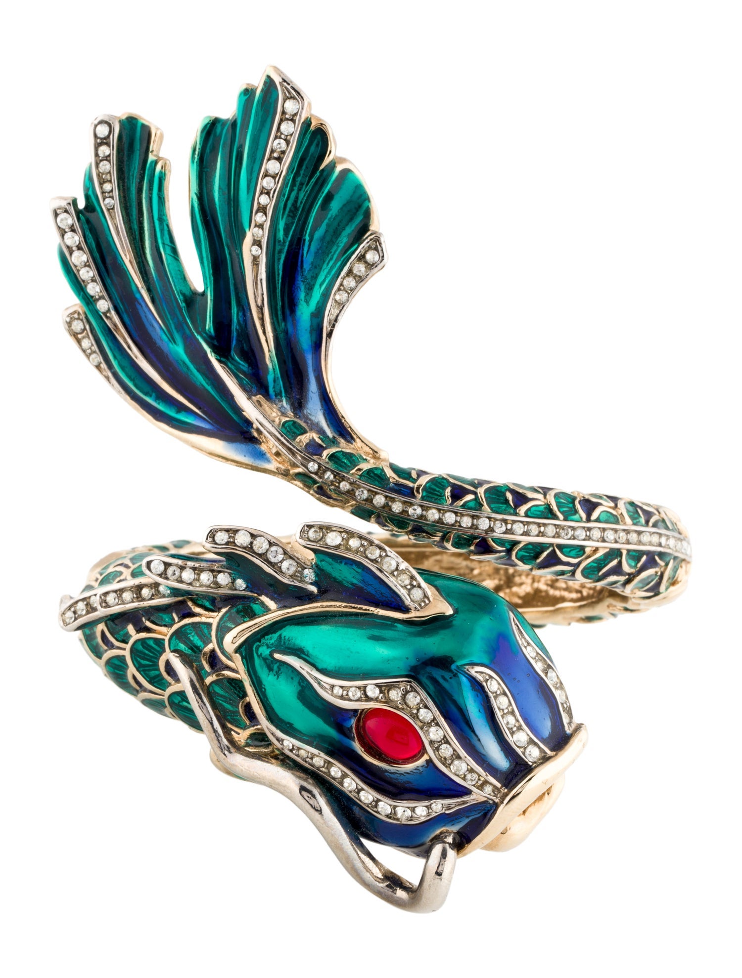 Roberto Cavalli Enamel, Crystal & Resin Hinged Cuff Bracelet