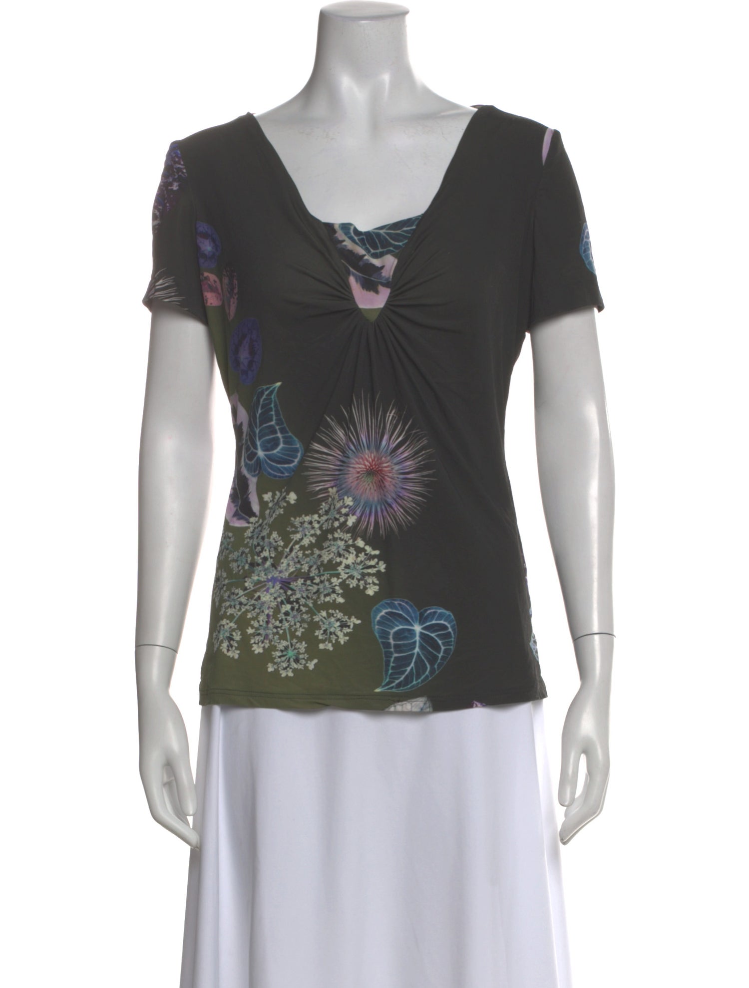 Roberto Cavalli Floral Print V-Neck Top