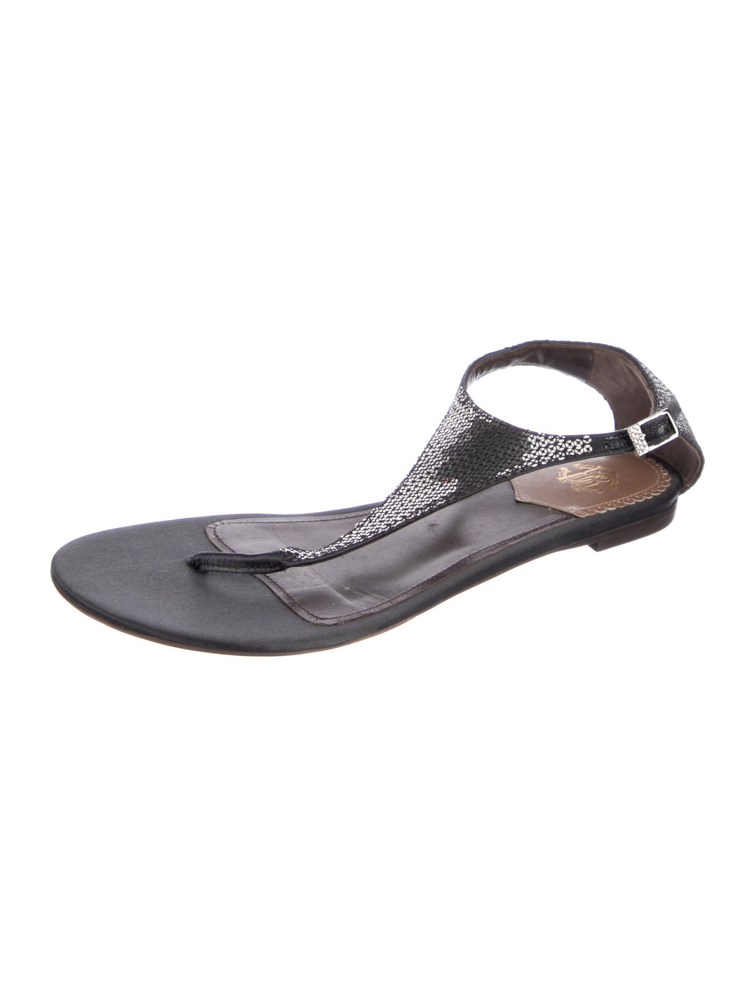 Roberto Cavalli Sequins Sequin Embellishments T-Strap Sandals