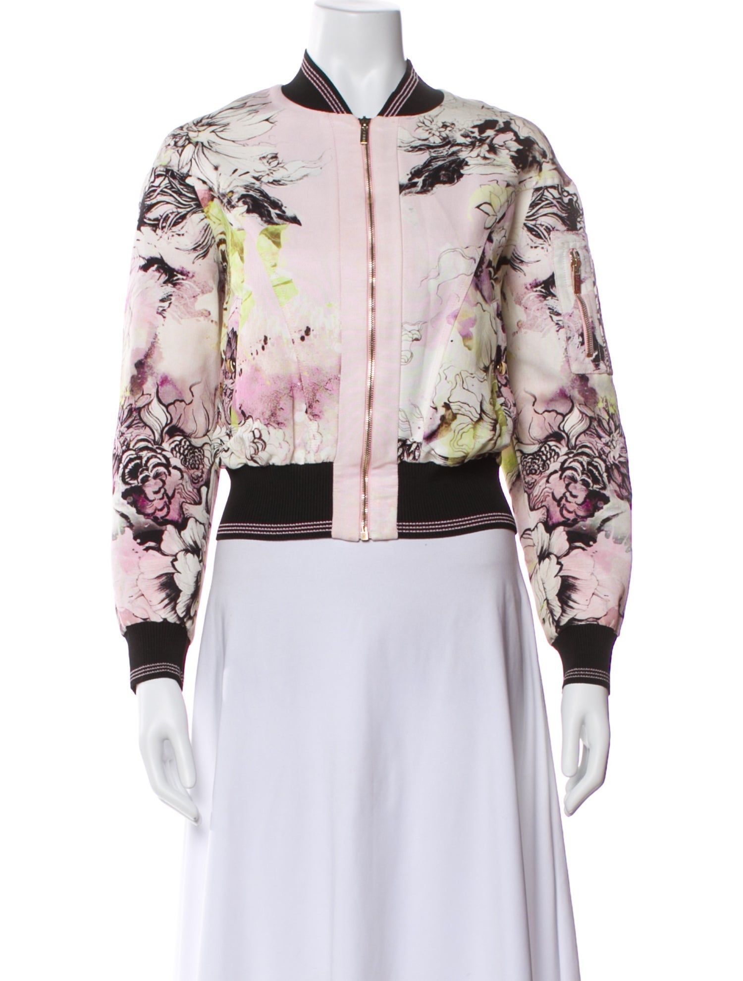 Roberto Cavalli Floral Print Bomber Jacket
