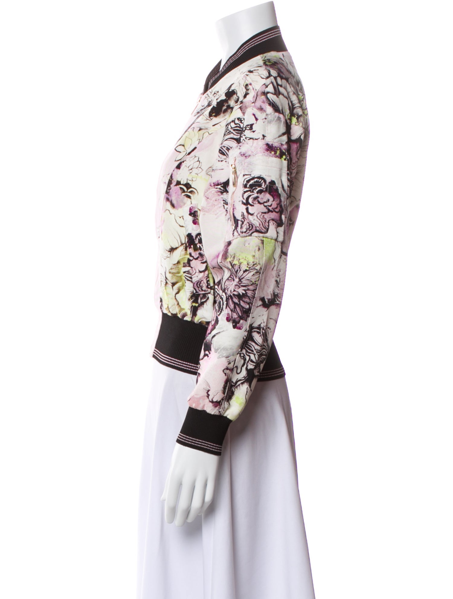 Roberto Cavalli Floral Print Bomber Jacket