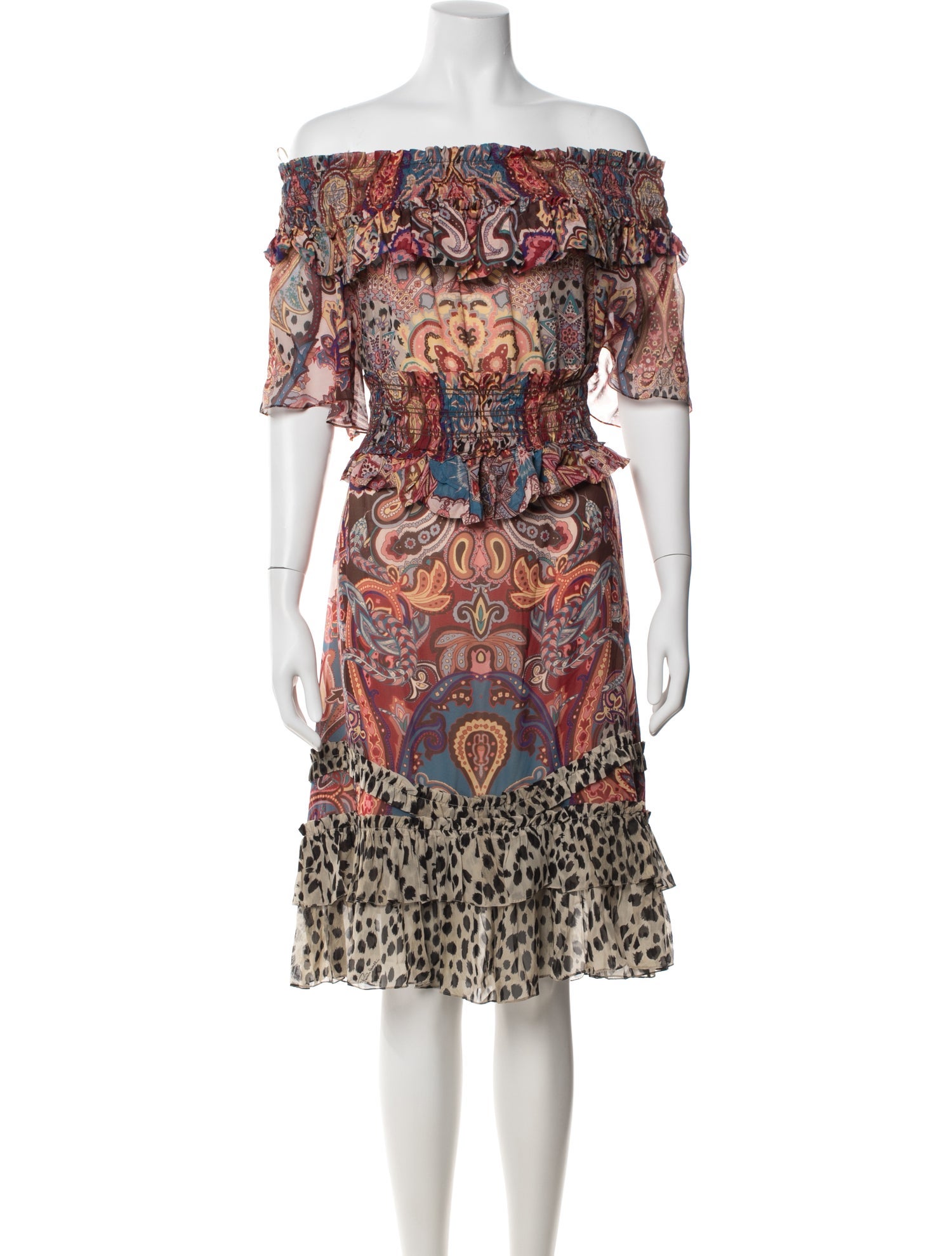 Roberto Cavalli Silk Knee-Length Dress
