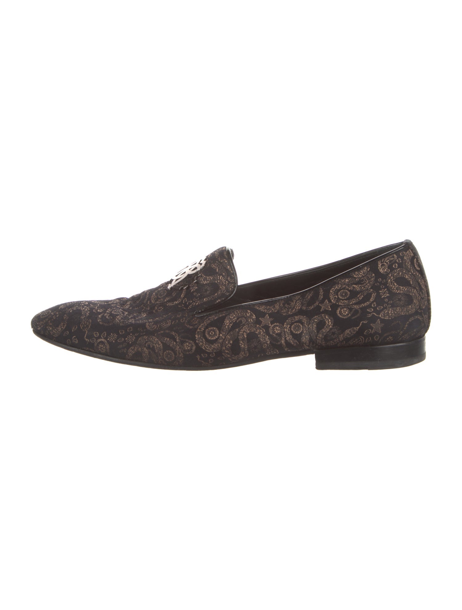 Roberto Cavalli Printed Leather Trim Embellishment Slippers