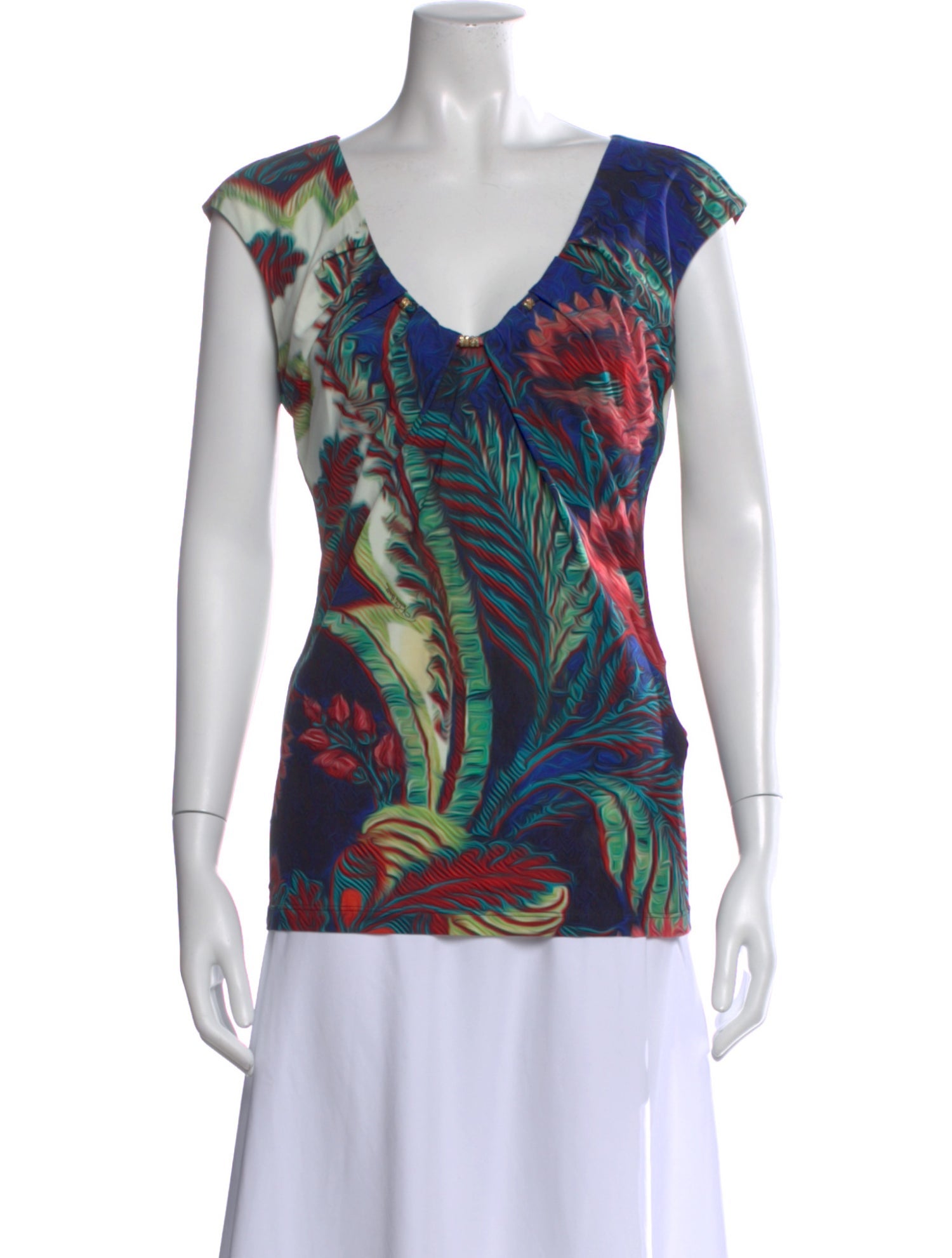 Roberto Cavalli Floral Print V-Neck Top