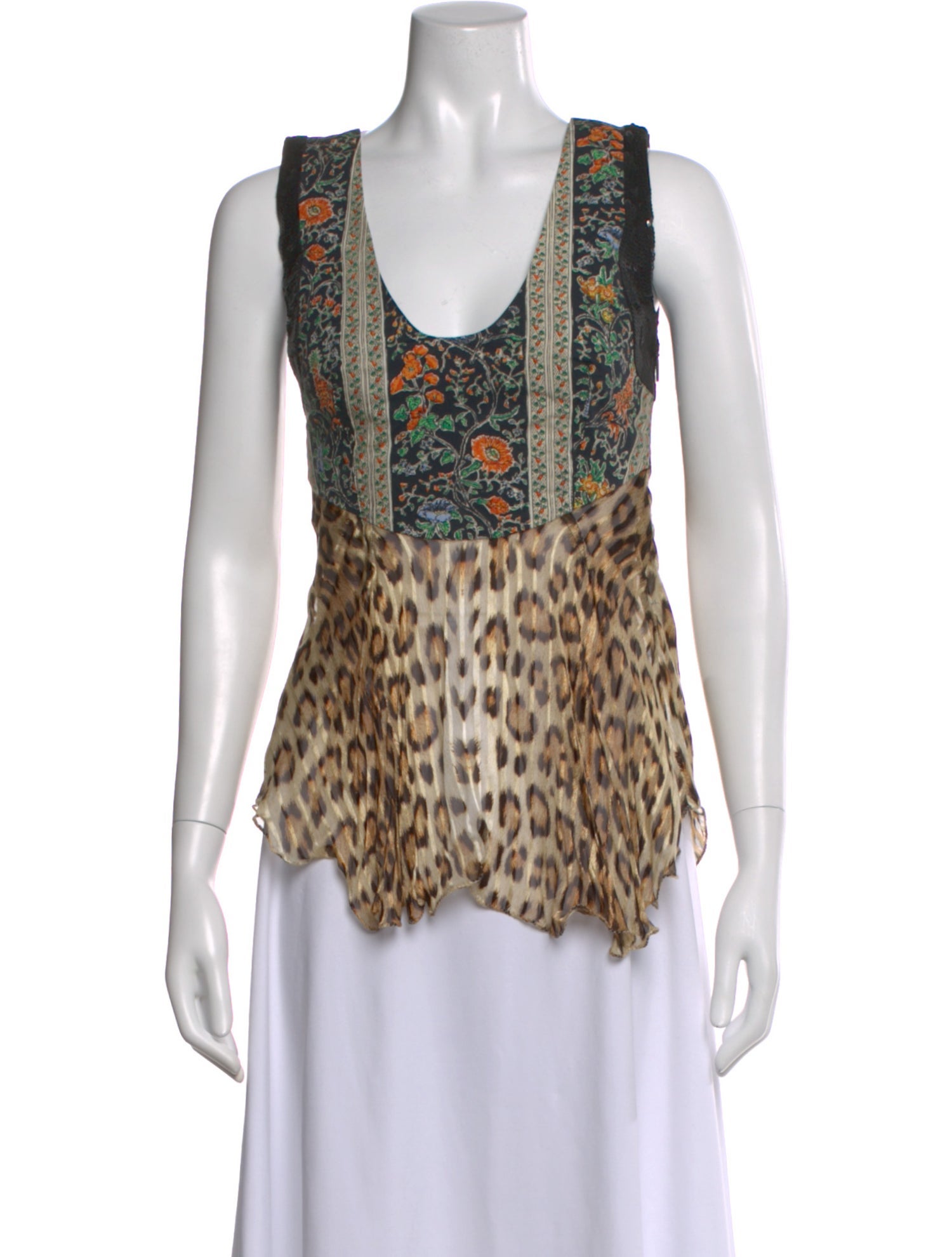 Roberto Cavalli Silk Animal Print Top
