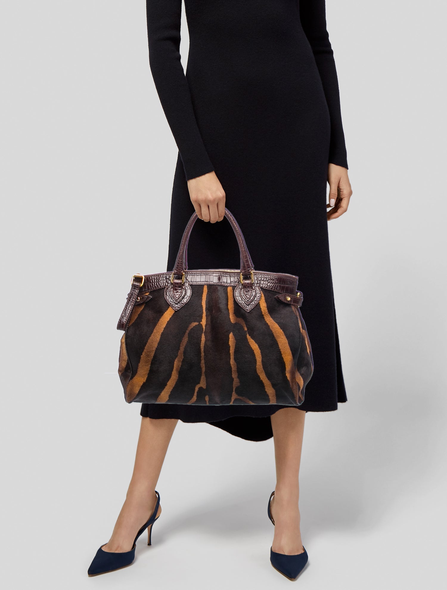 Roberto Cavalli Ponyhair Top Handle Bag