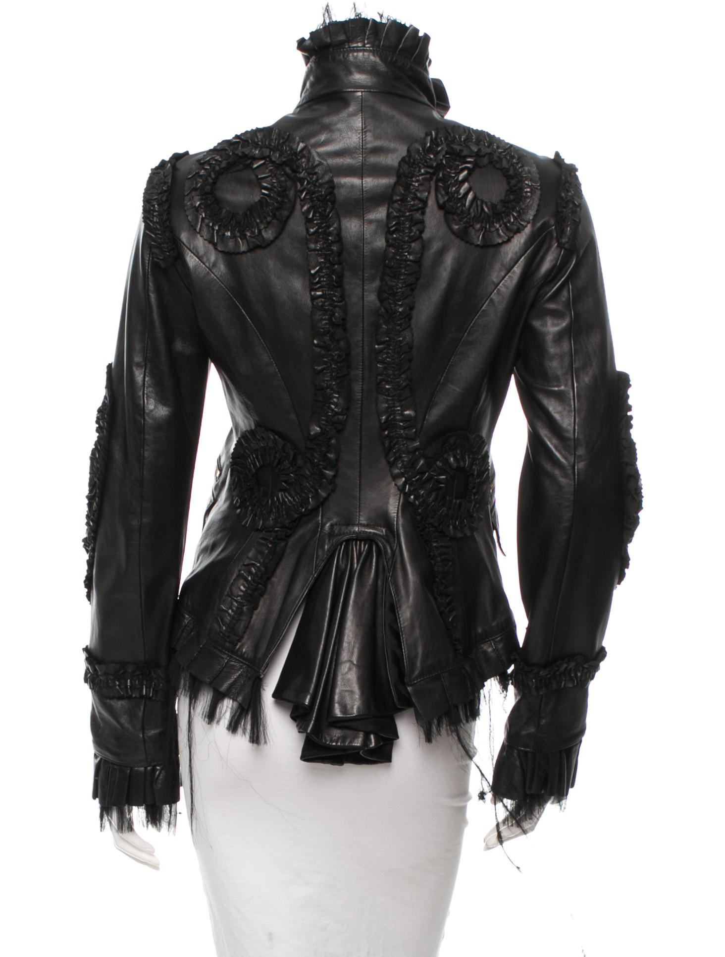 Roberto Cavalli Ruffled Leather Jacket Clothing Rob33185 The Ruffled Leather Jacket