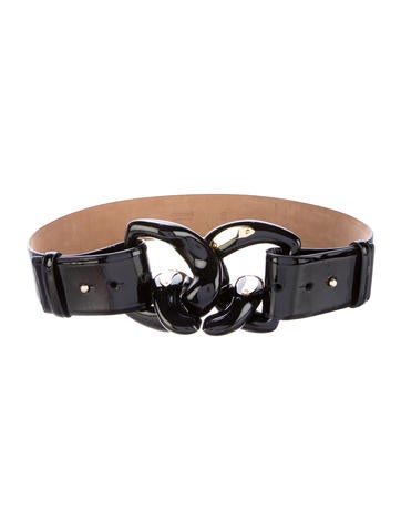 Roberto Cavalli Patent Leather Chain-Link Belt